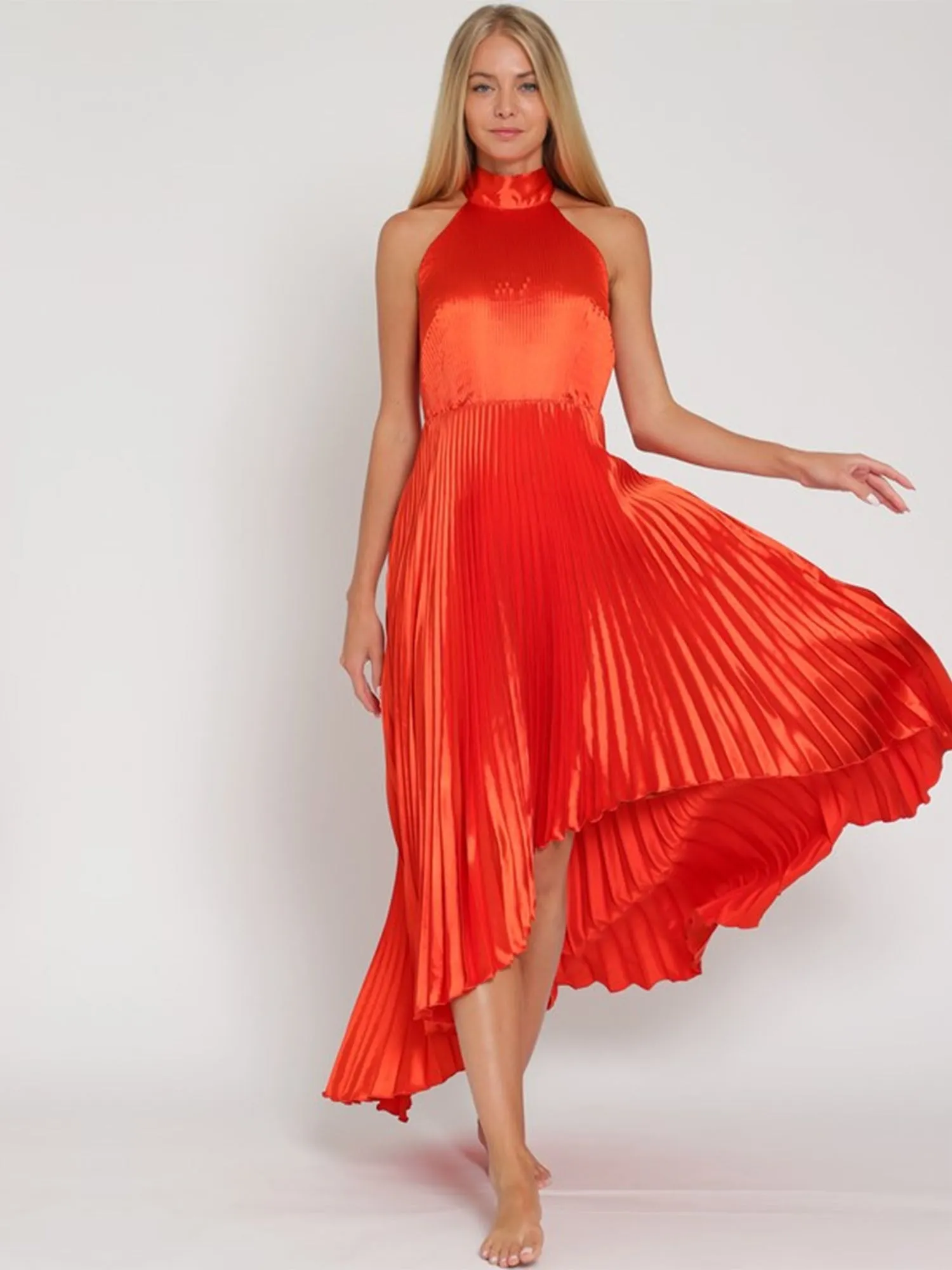 Aakaa Pleated Halter Neck Dress - Brands We Love