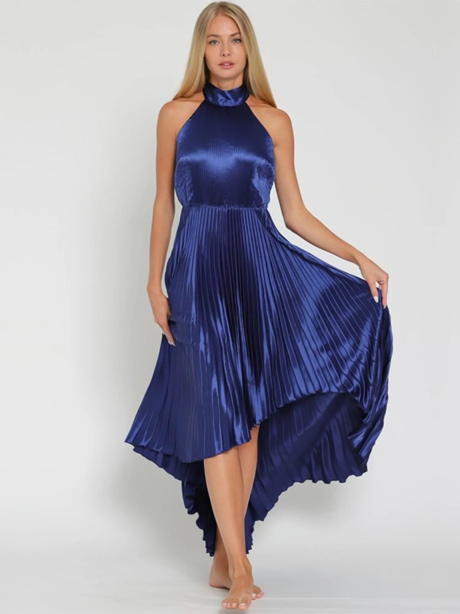 Aakaa Pleated Halter Neck Dress - Brands We Love
