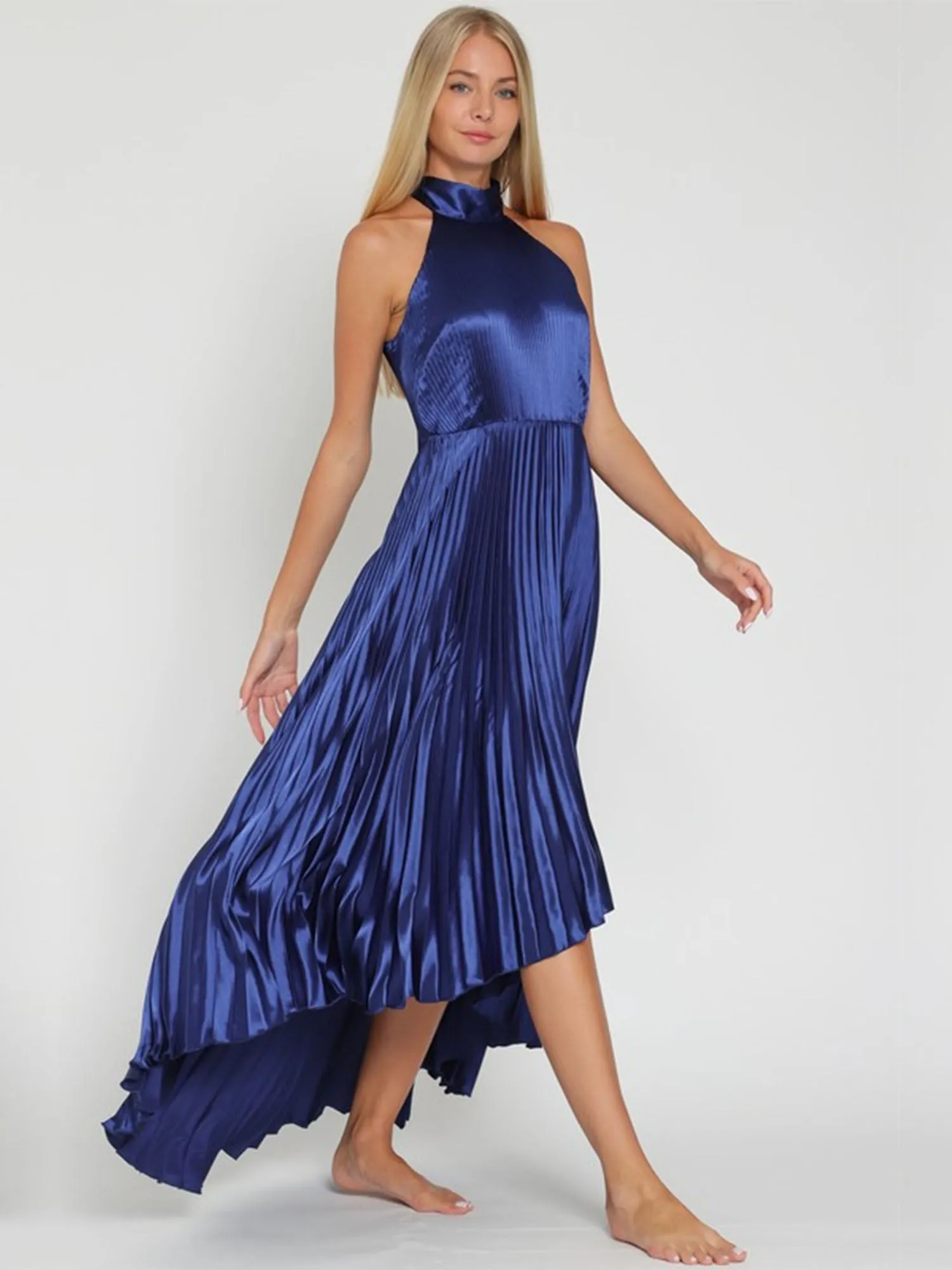 Aakaa Pleated Halter Neck Dress - Brands We Love
