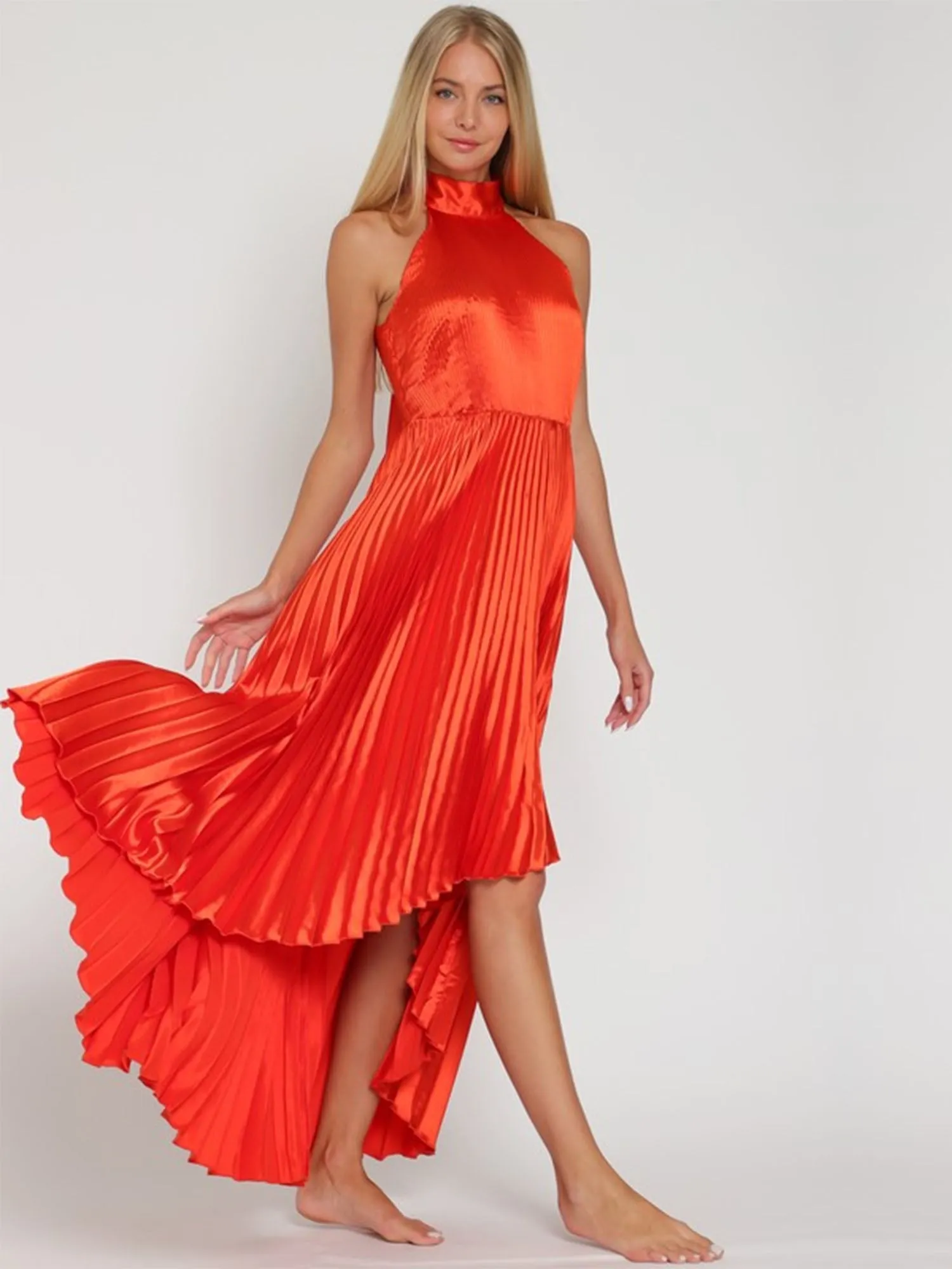 Aakaa Pleated Halter Neck Dress - Brands We Love