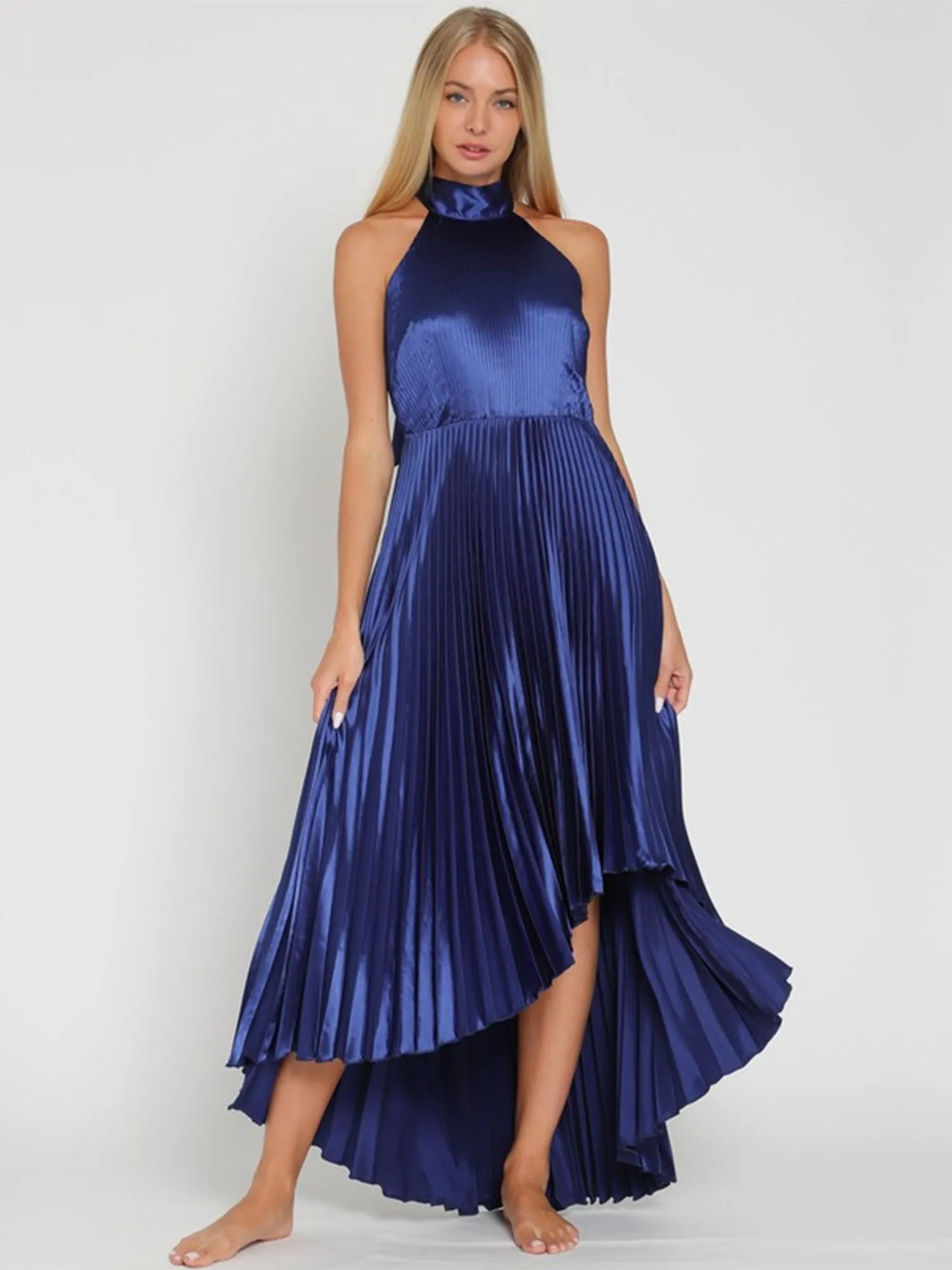 Aakaa Pleated Halter Neck Dress - Brands We Love