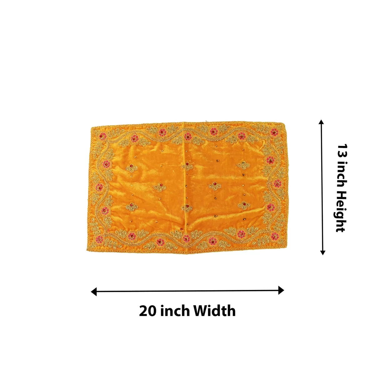 Asan Mat - 13 x 20 Inches | Velvet Aasan Mat/ Jari Border Pooja Aasan for Deity/ Assorted Colours/ 55 Gms Approx