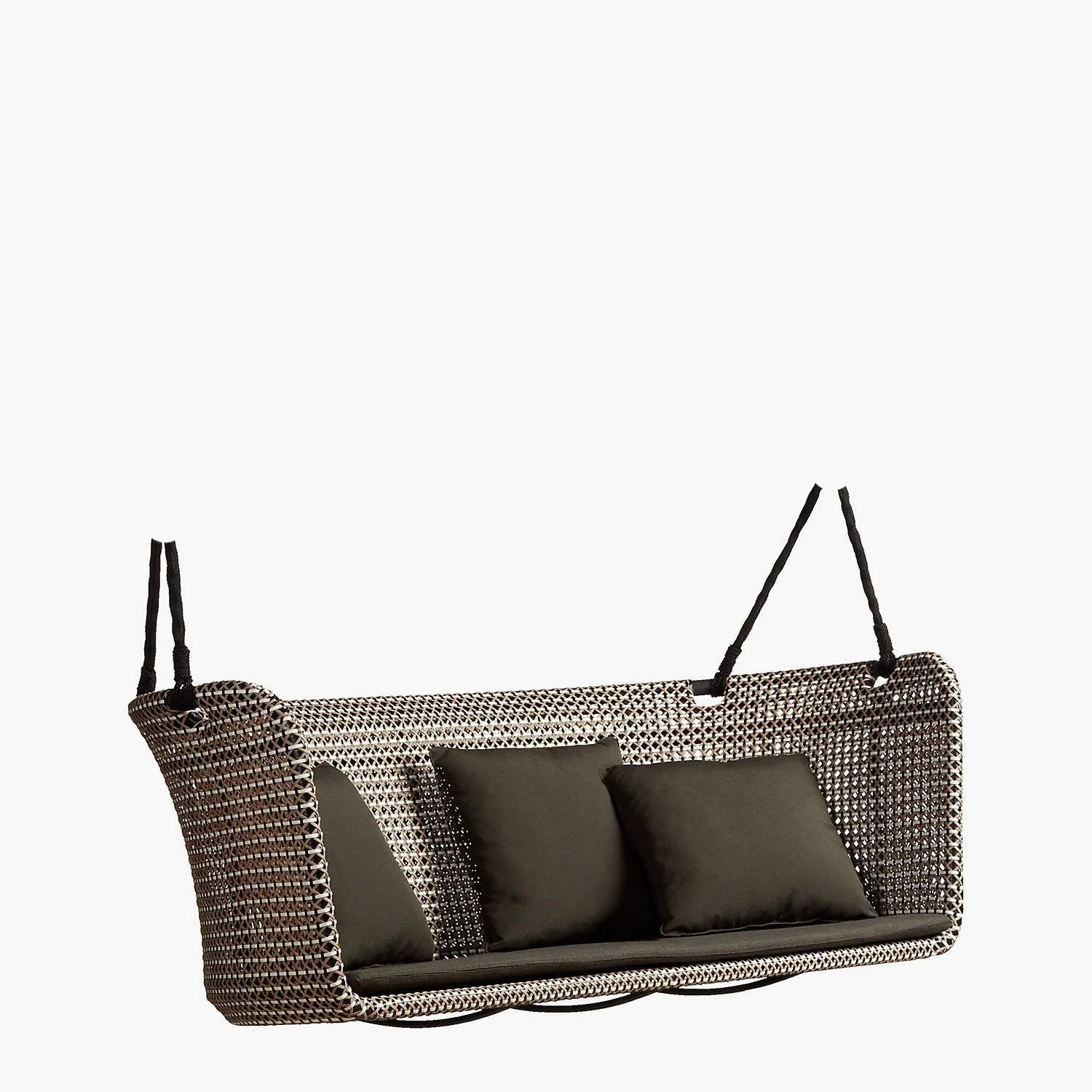 Barbara Three Seater Hanging Swing Without Stand For Balcony , Garden Swing (Brown, Light Brown, White)