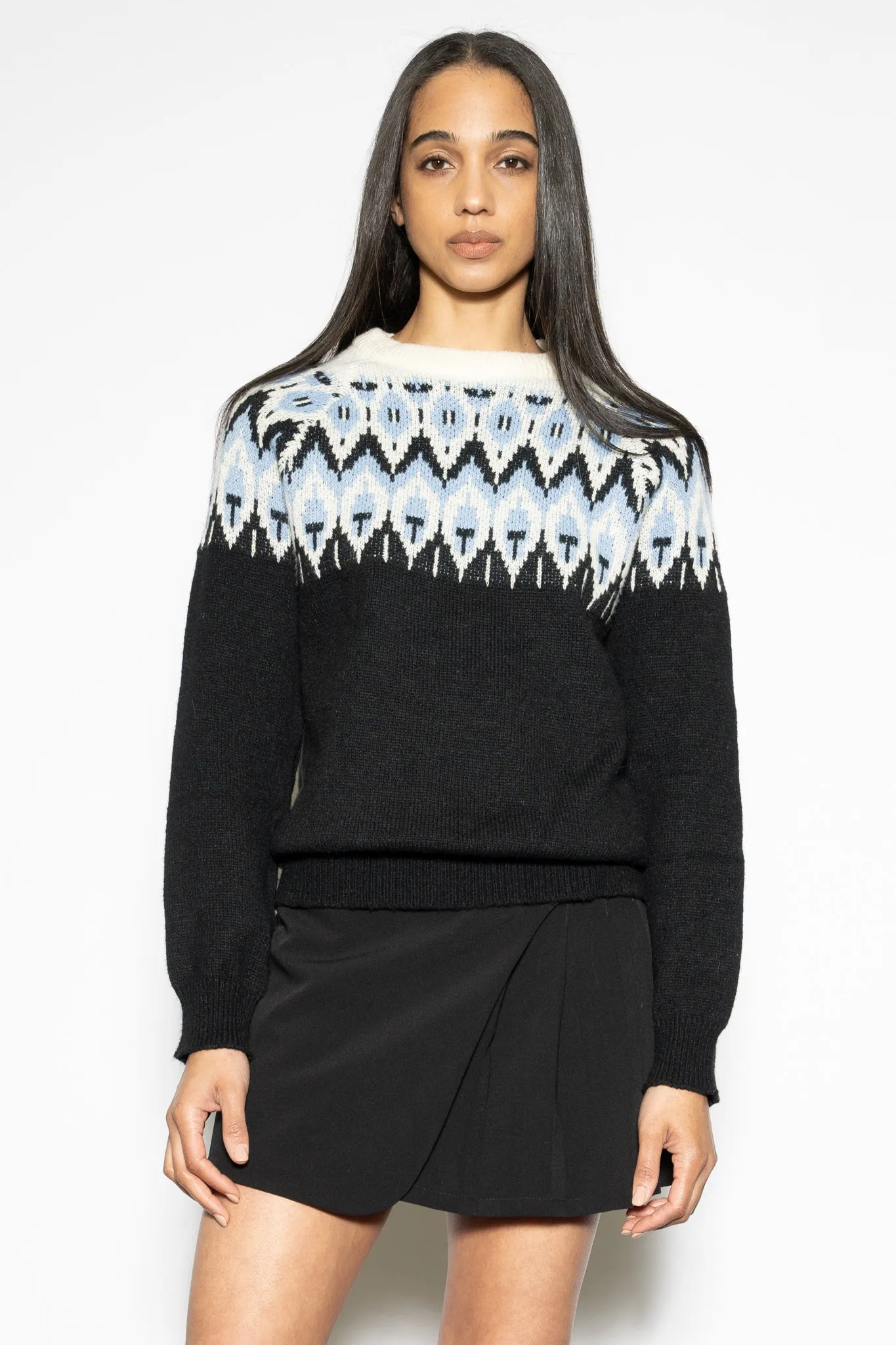 Black Blue Fair Isle Sweater
