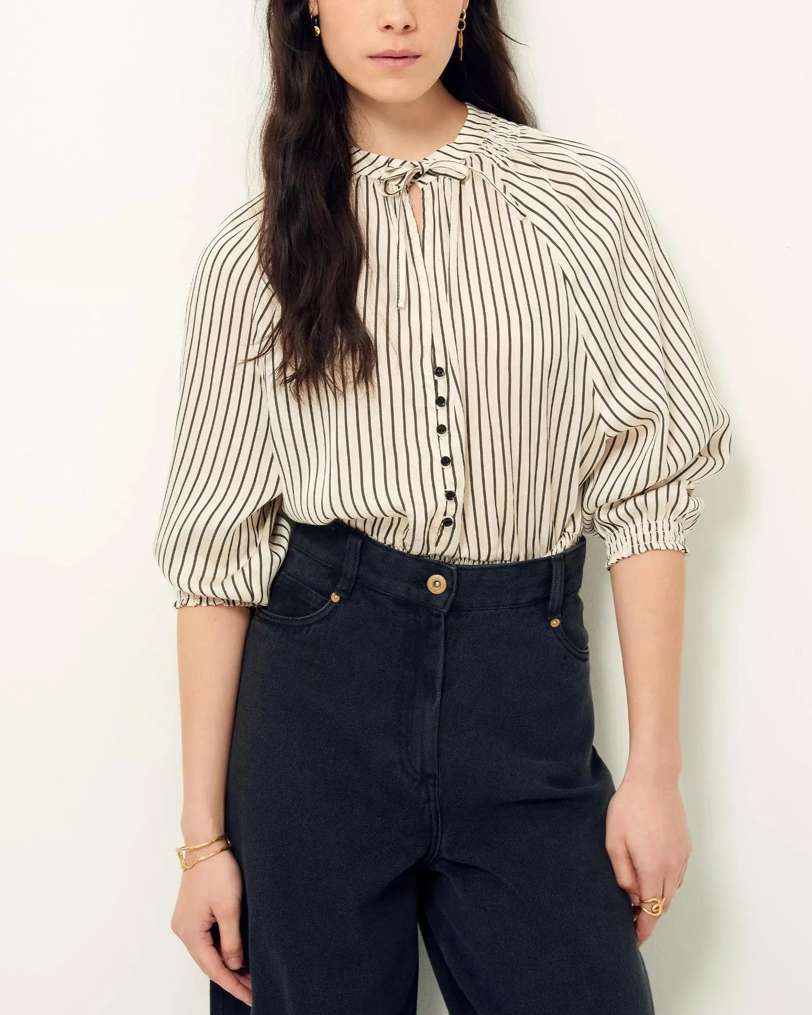 Blouse Swing Whiblack