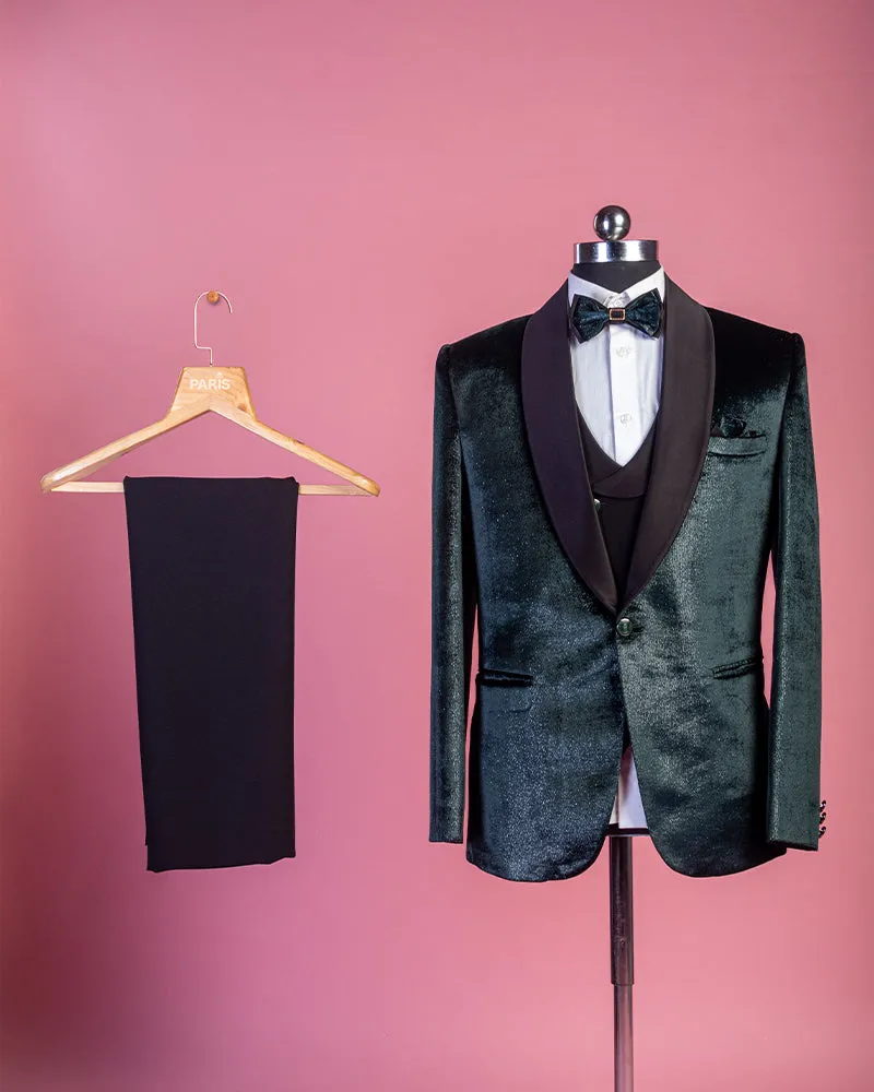 Cadet Green Shimmer Velvet Tuxedo Suit