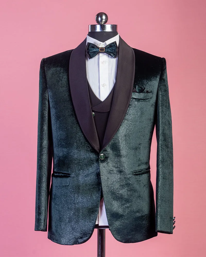Cadet Green Shimmer Velvet Tuxedo Suit