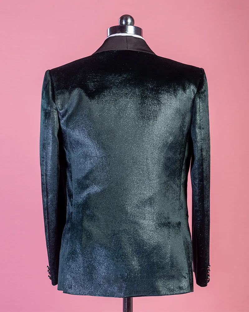 Cadet Green Shimmer Velvet Tuxedo Suit