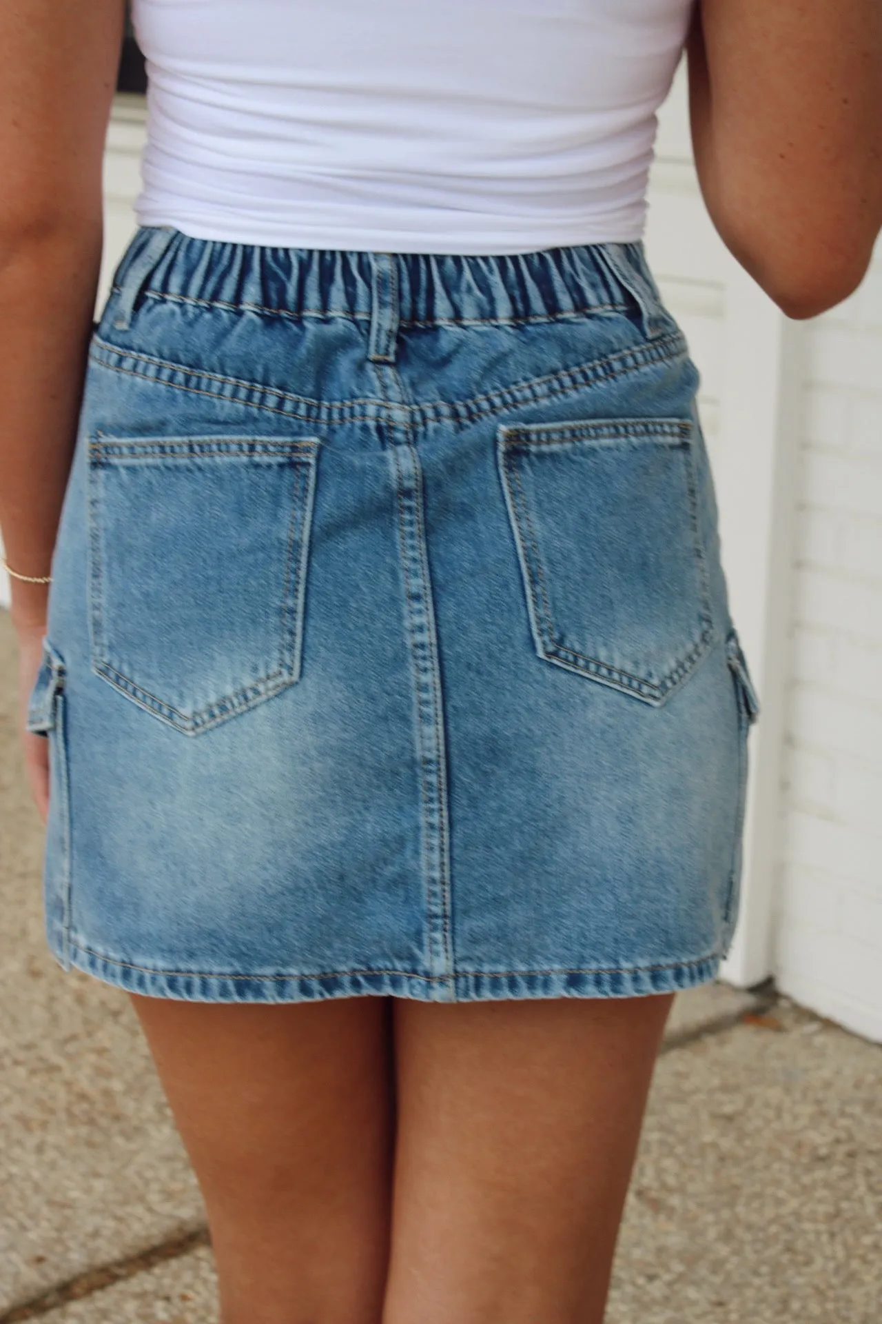Can't Wait Cargo Denim Skirt
