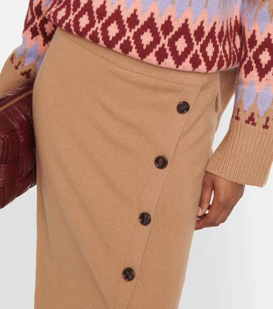 Cashmere and wool midi skirt JARDIN DES ORANGERS, brown