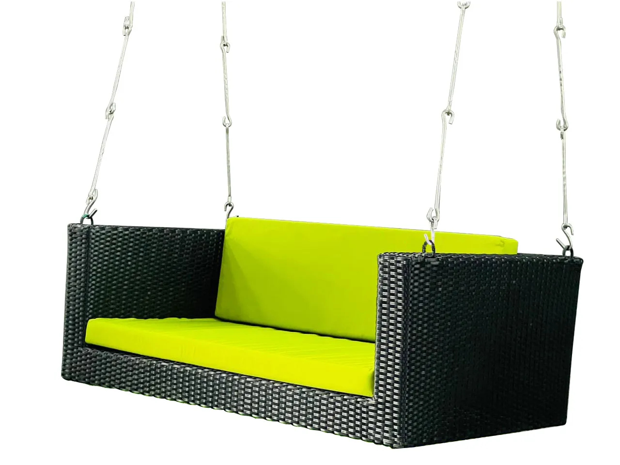 Castro Double Seater Hanging Swing Without Stand For Balcony , Garden Swing (Black   Green)