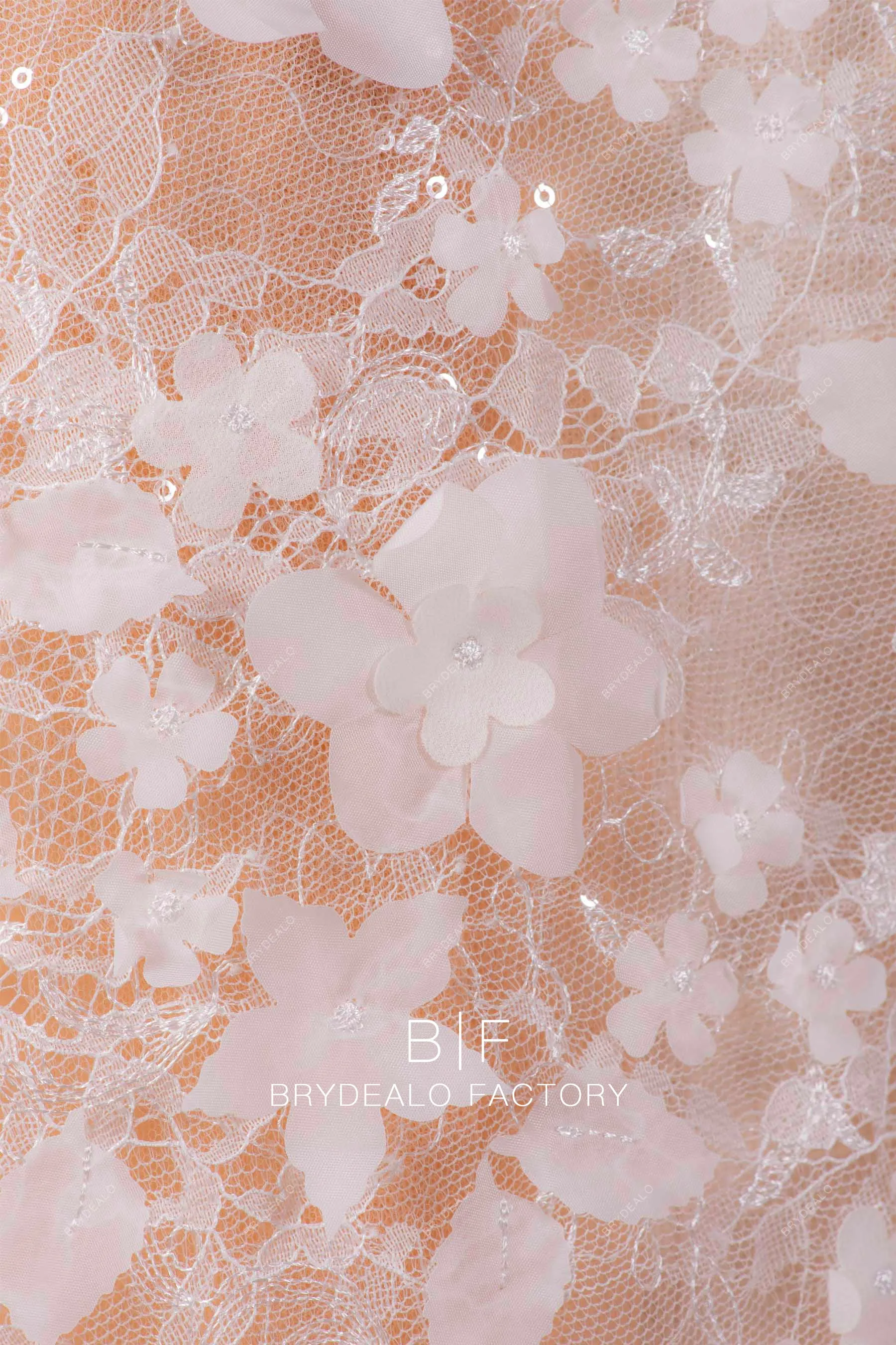 Chantilly Lace with Laser Cut Chiffon 3D Flowers