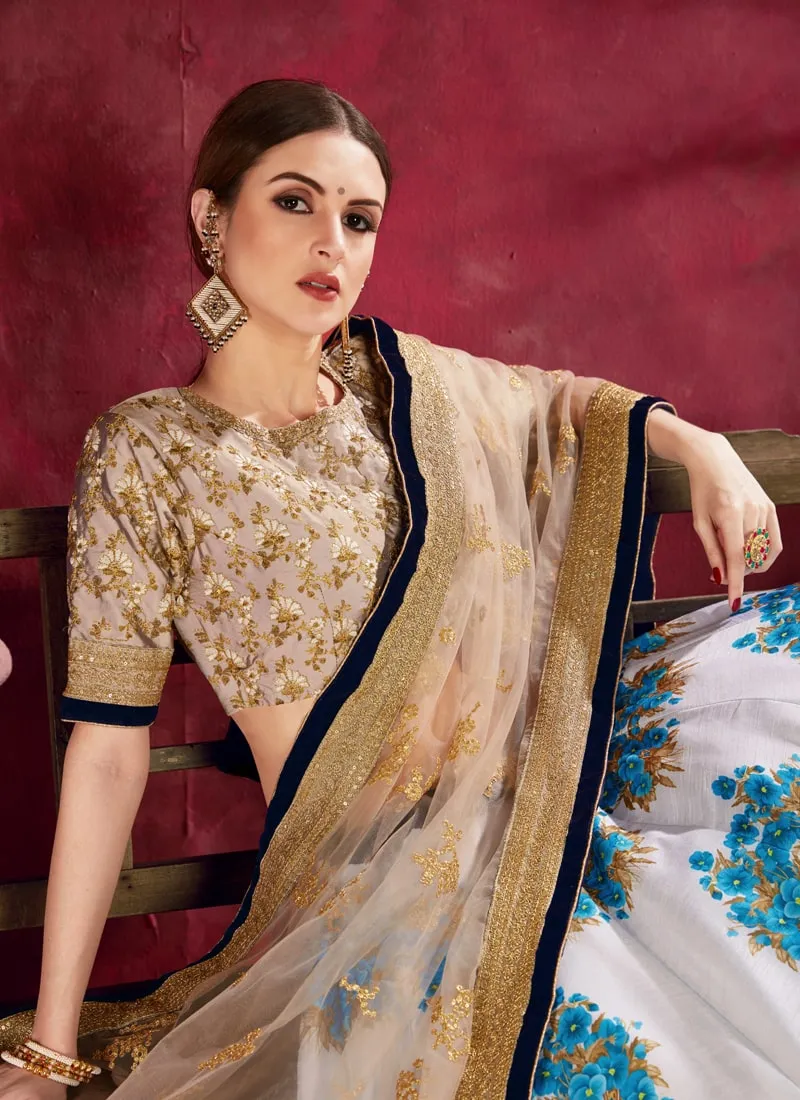 Cream-Beige Exquisite Floral Embroidered Designer Lehenga