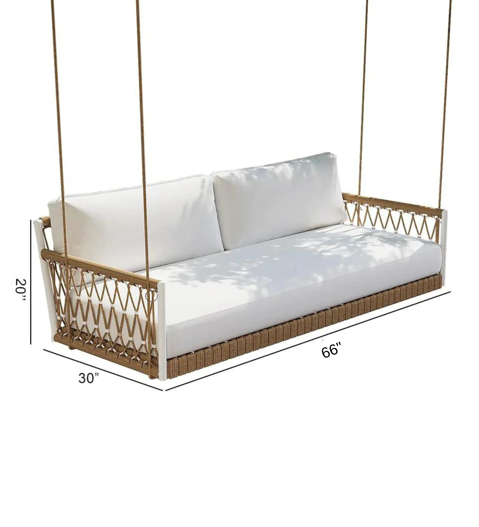 Daaz Three Seater Hanging Swing Without Stand For Balcony , Garden Swing (Tan   White)
