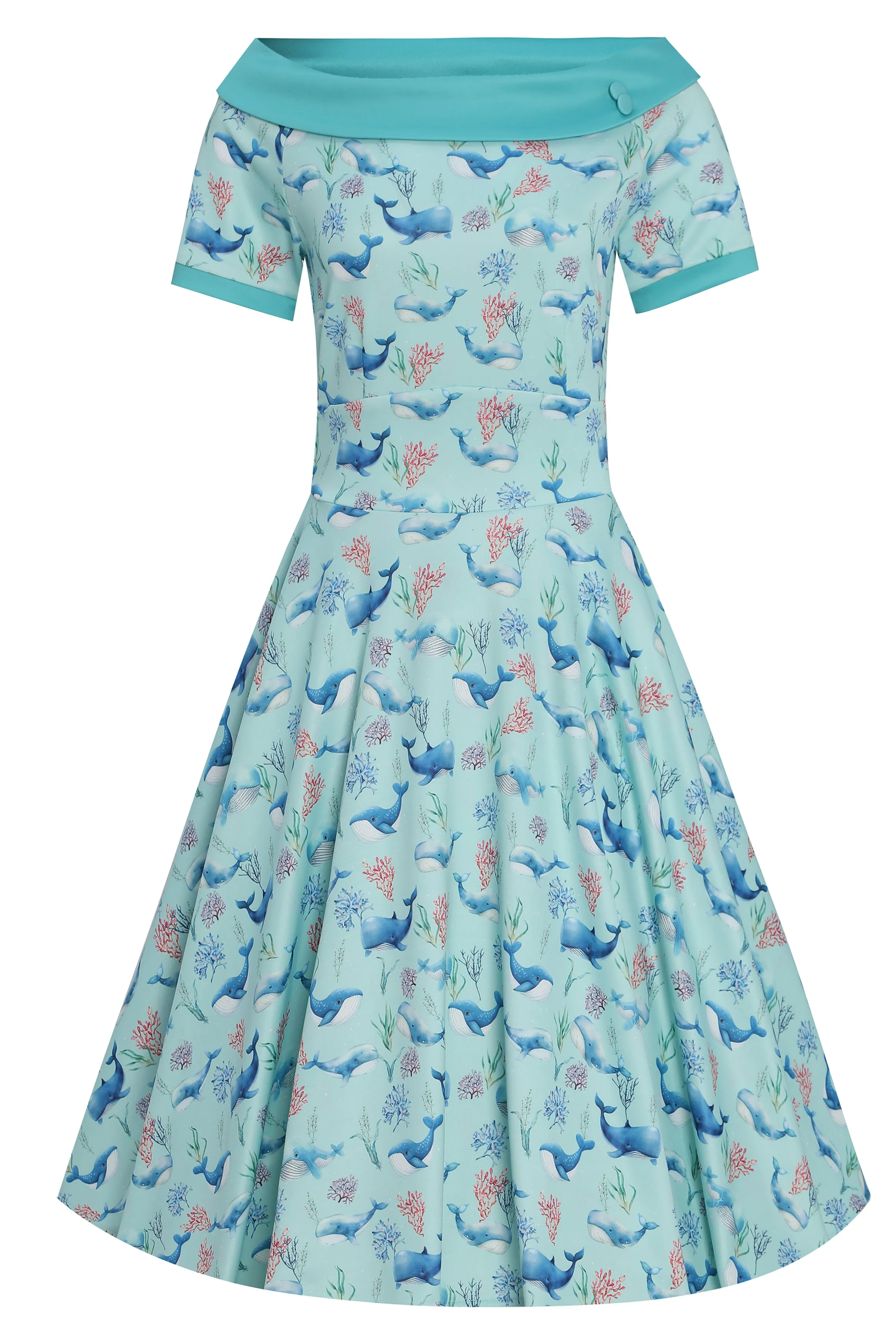 Darlene Baby Blue Whale Swing Dress