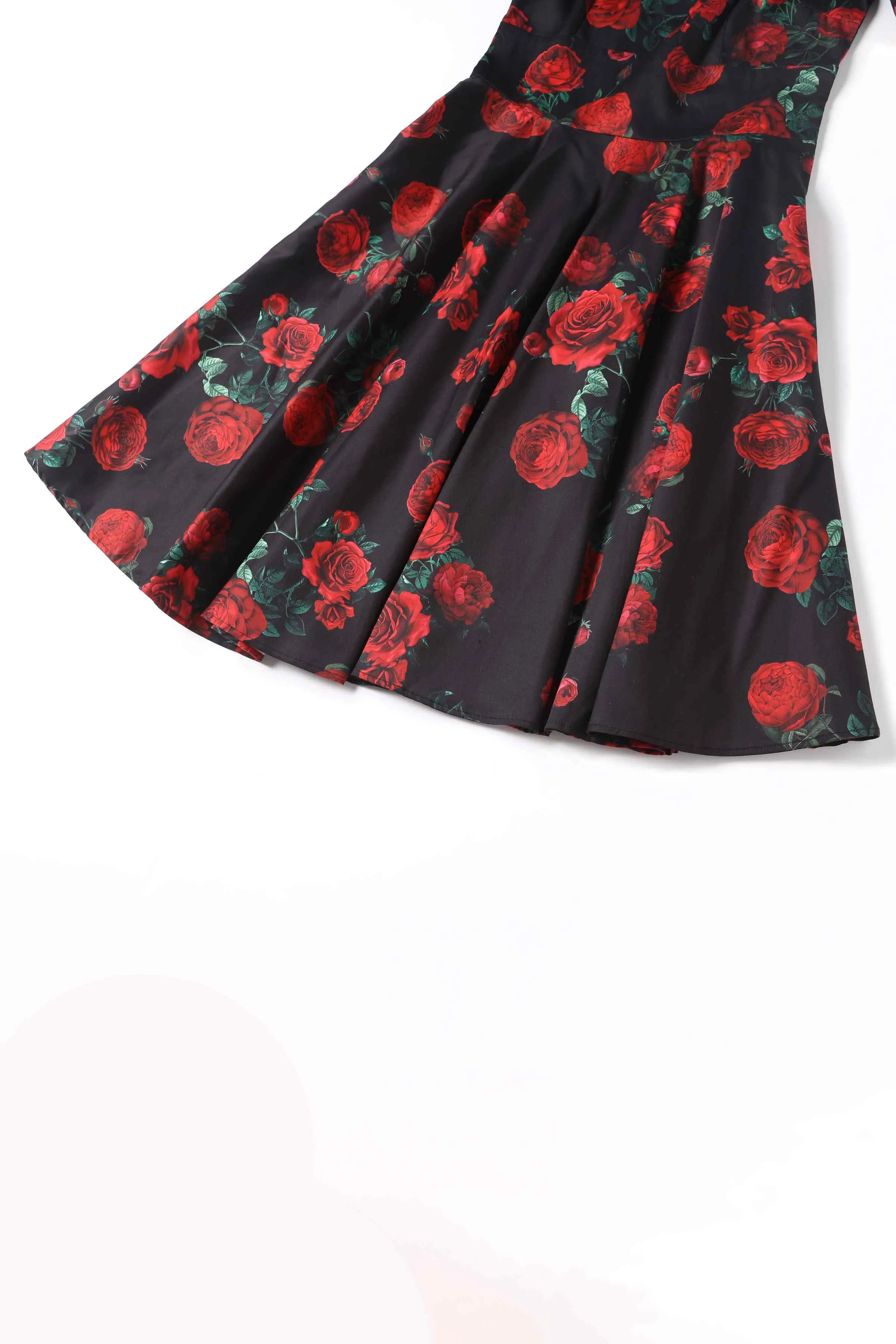Darlene Red Rose Dress In Black