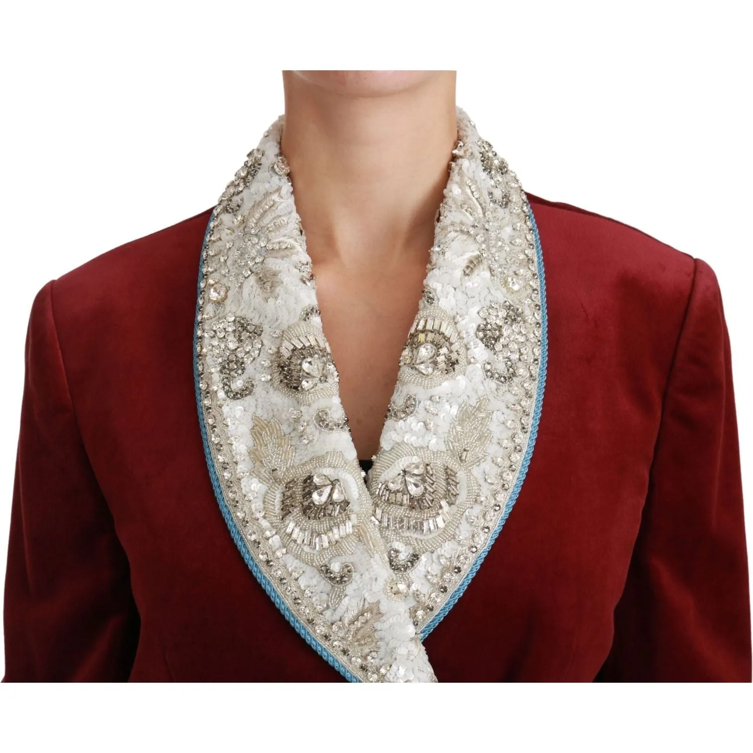 Dolce & Gabbana Opulent Red Baroque Detail Blazer