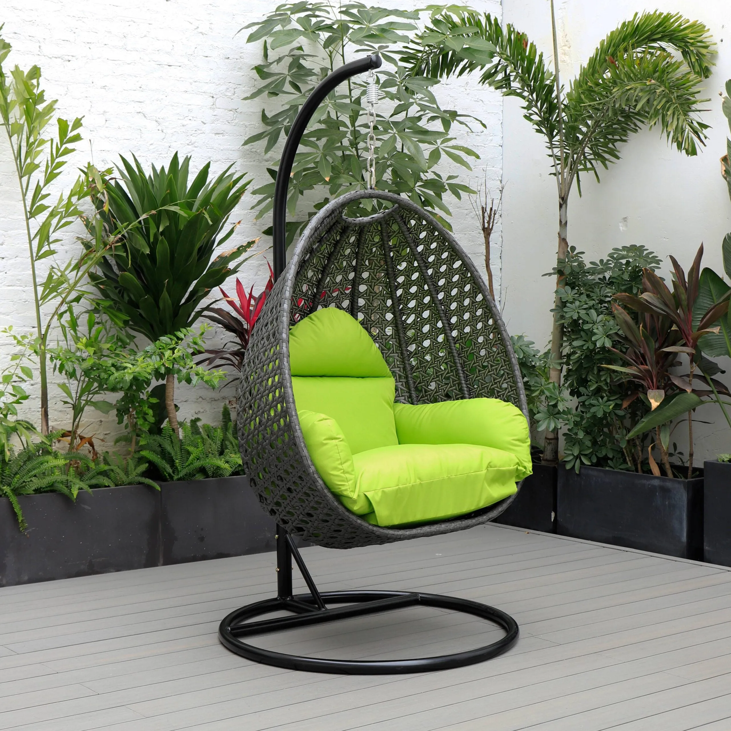 Doriano Single Seater Hanging Swing With Stand For Balcony , Garden (Drak Grey)