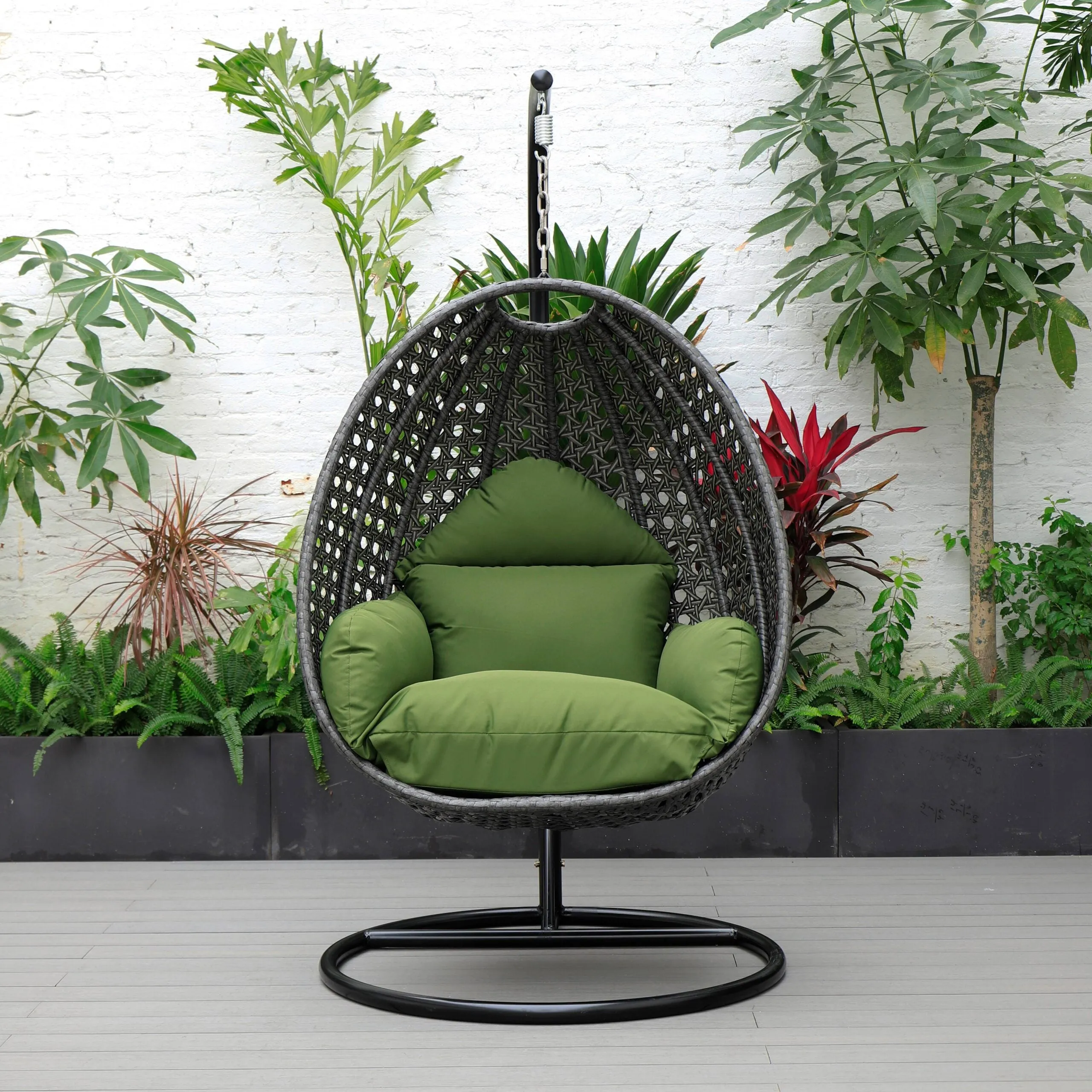 Doriano Single Seater Hanging Swing With Stand For Balcony , Garden (Drak Grey)