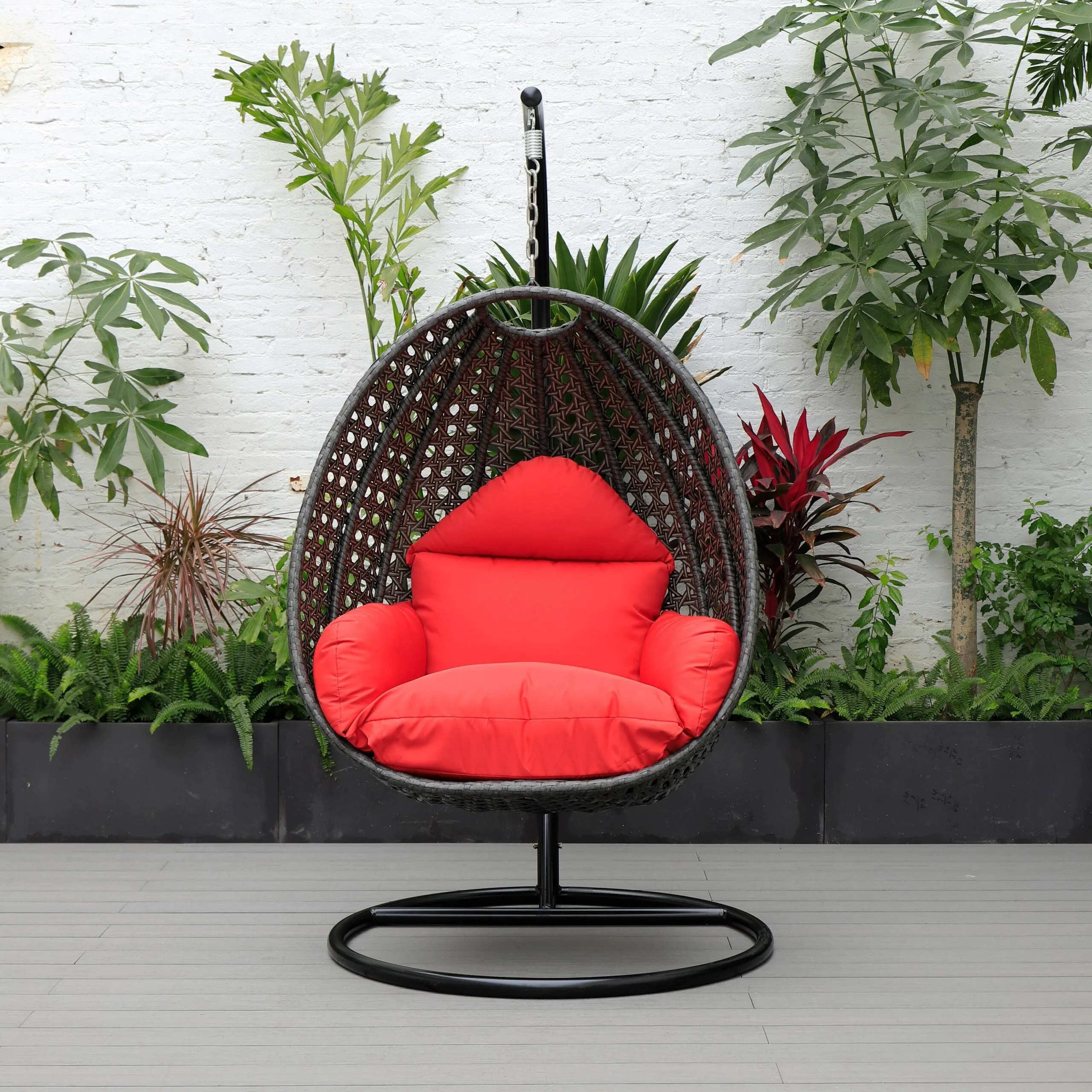 Doriano Single Seater Hanging Swing With Stand For Balcony , Garden (Drak Grey)