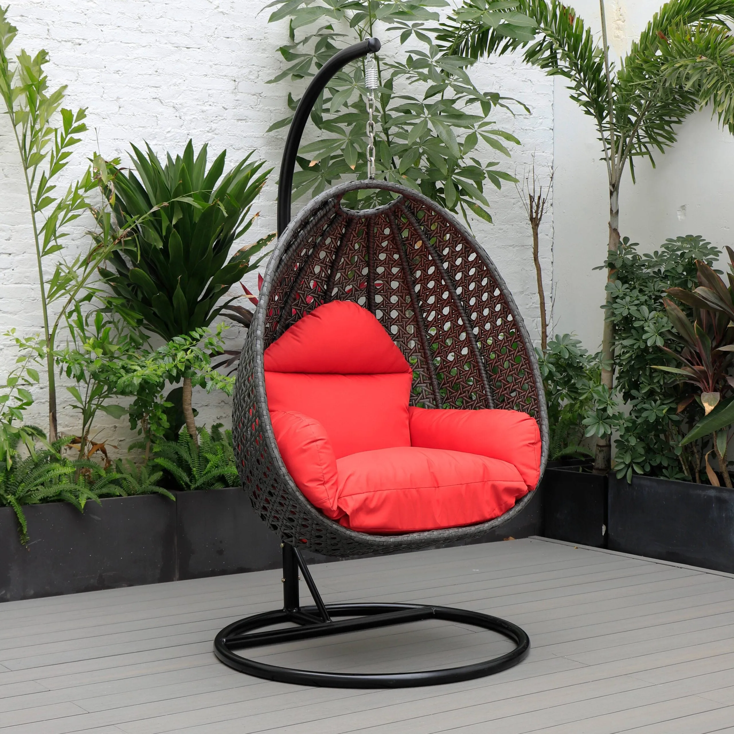 Doriano Single Seater Hanging Swing With Stand For Balcony , Garden (Drak Grey)