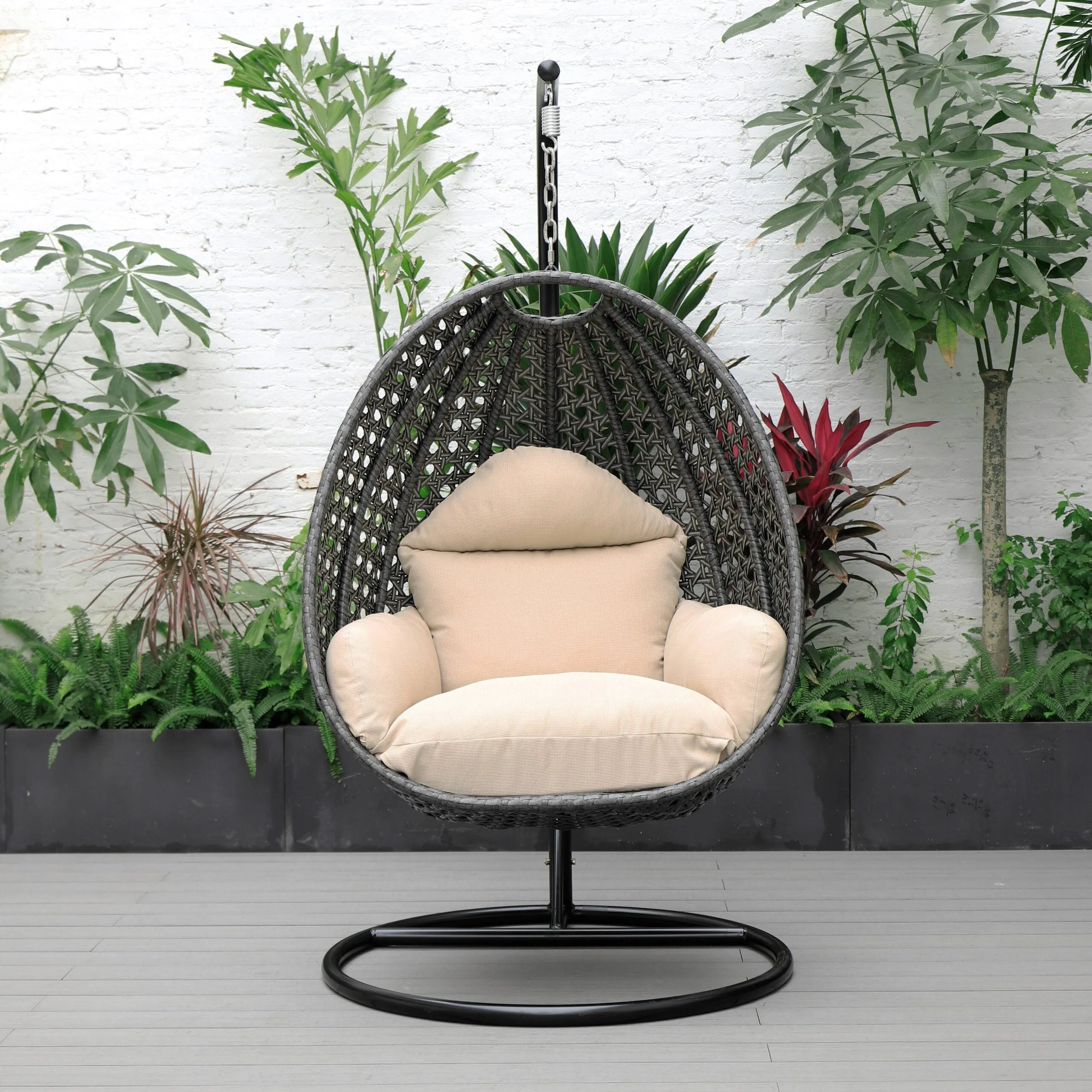 Doriano Single Seater Hanging Swing With Stand For Balcony , Garden (Drak Grey)