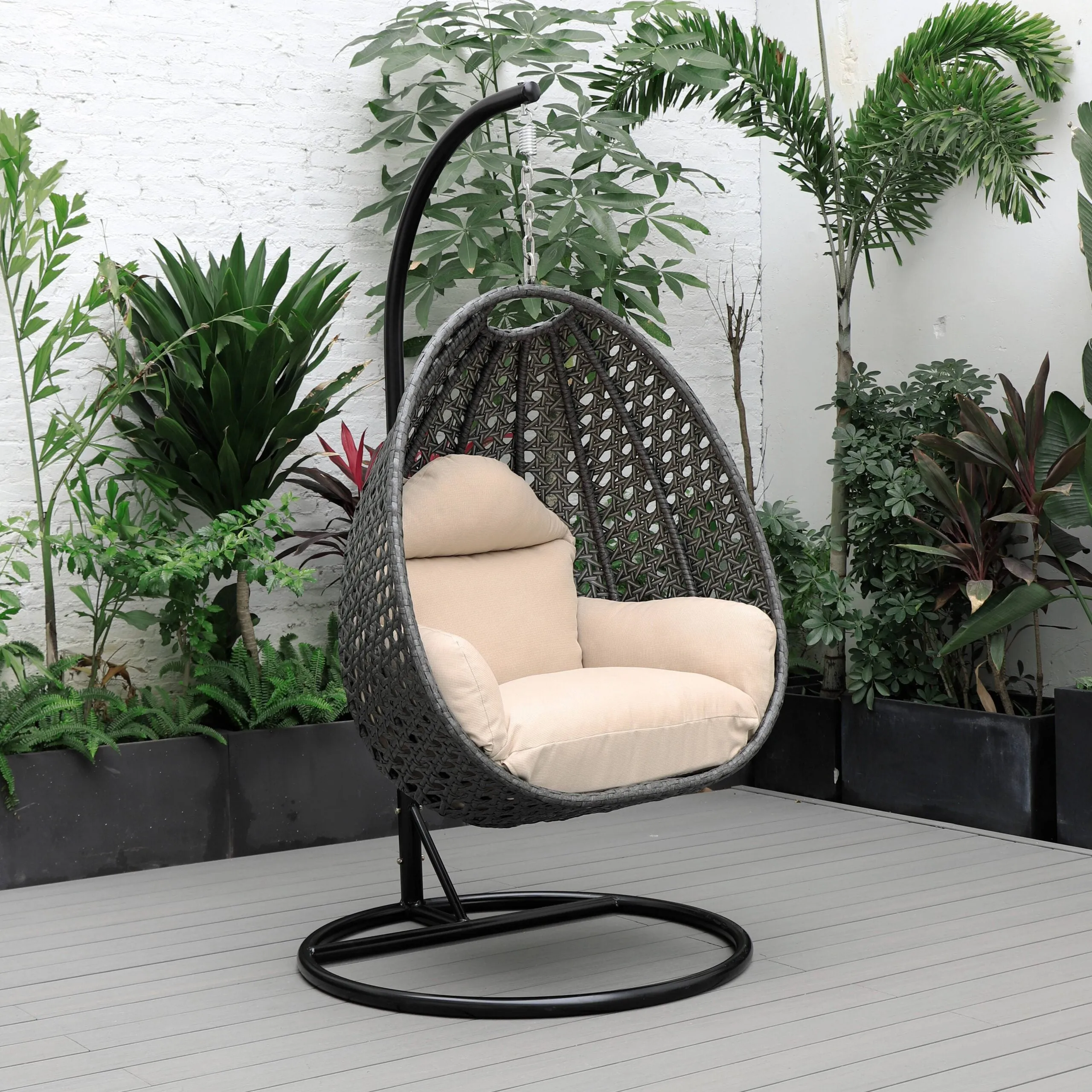 Doriano Single Seater Hanging Swing With Stand For Balcony , Garden (Drak Grey)