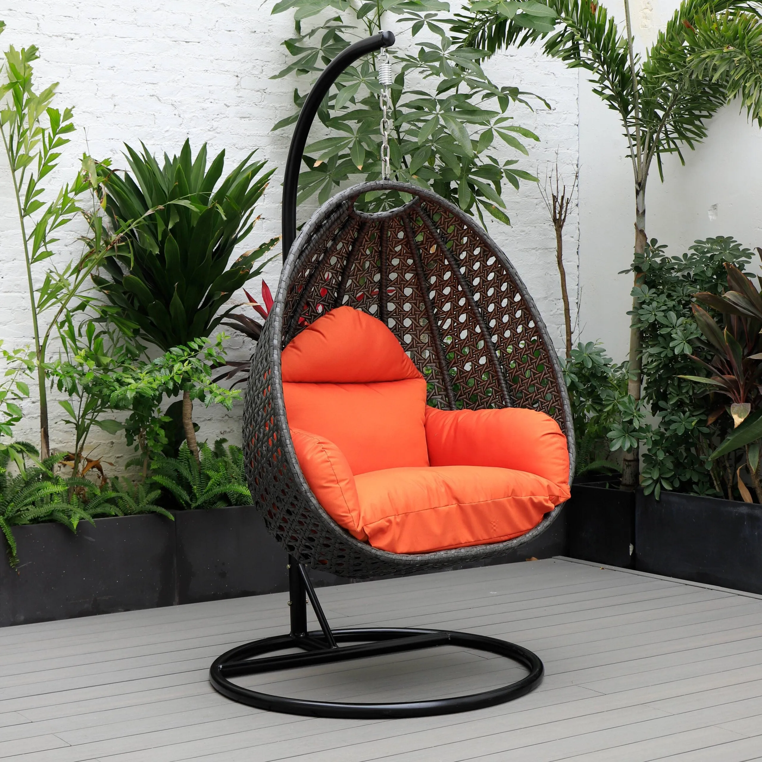 Doriano Single Seater Hanging Swing With Stand For Balcony , Garden (Drak Grey)