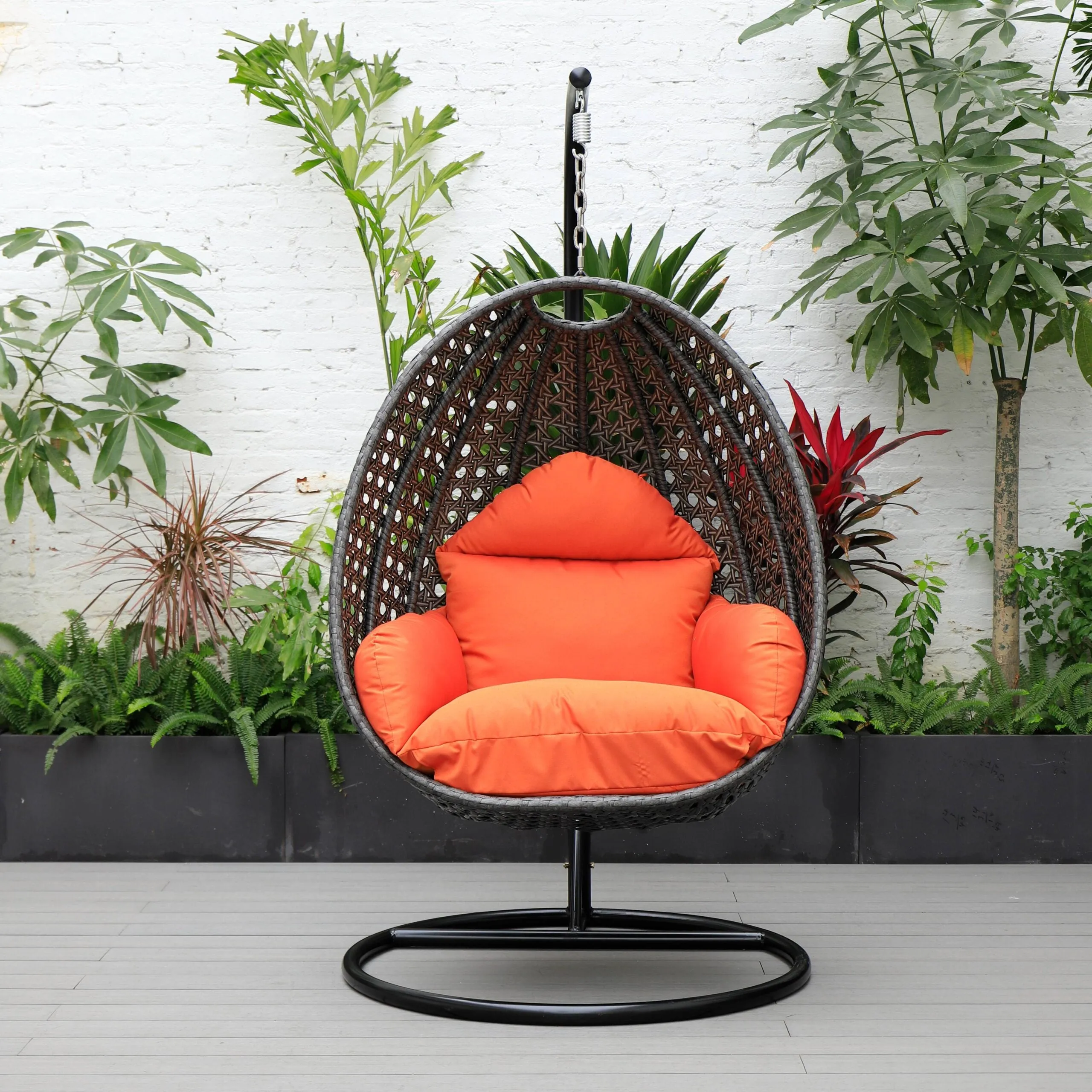 Doriano Single Seater Hanging Swing With Stand For Balcony , Garden (Drak Grey)