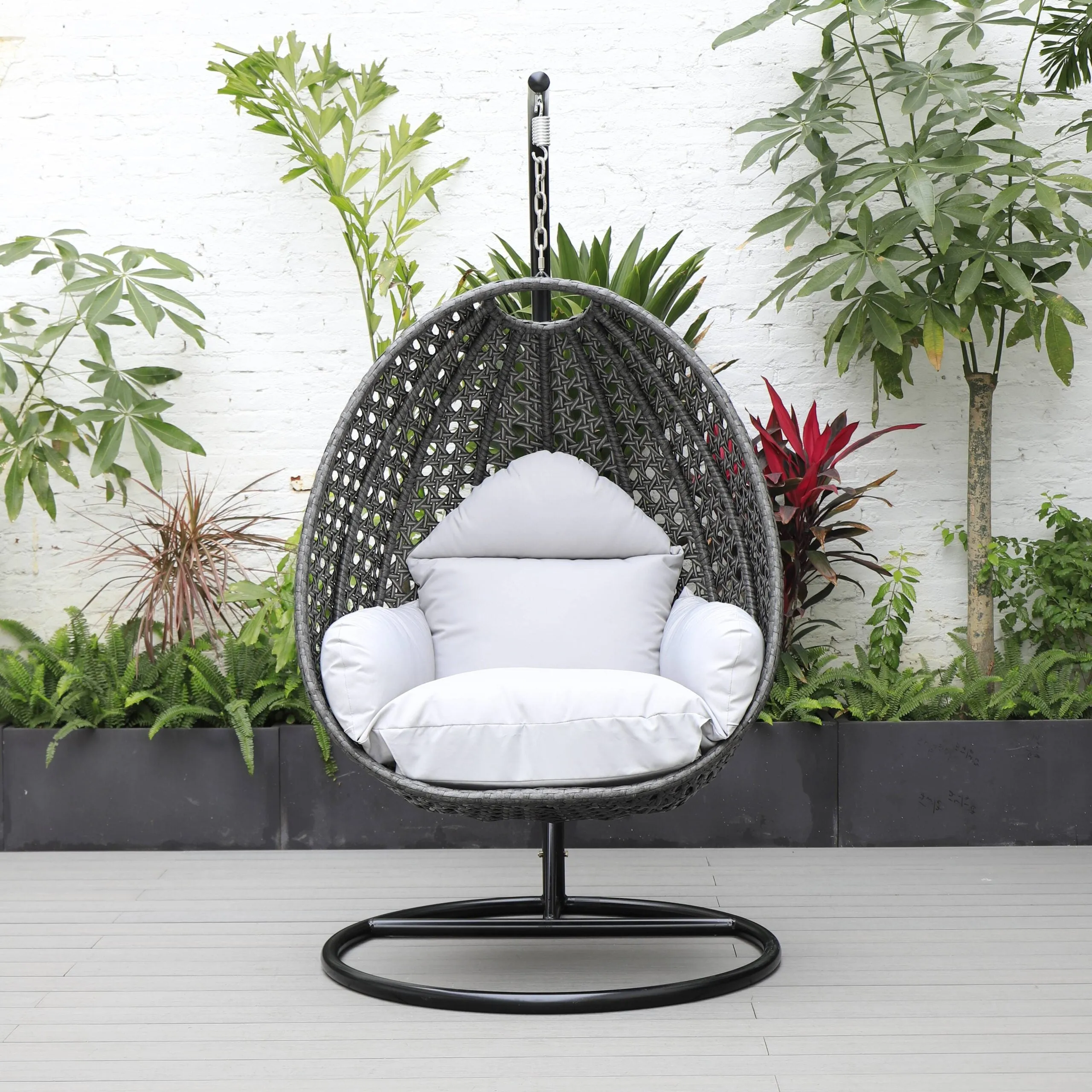 Doriano Single Seater Hanging Swing With Stand For Balcony , Garden (Drak Grey)