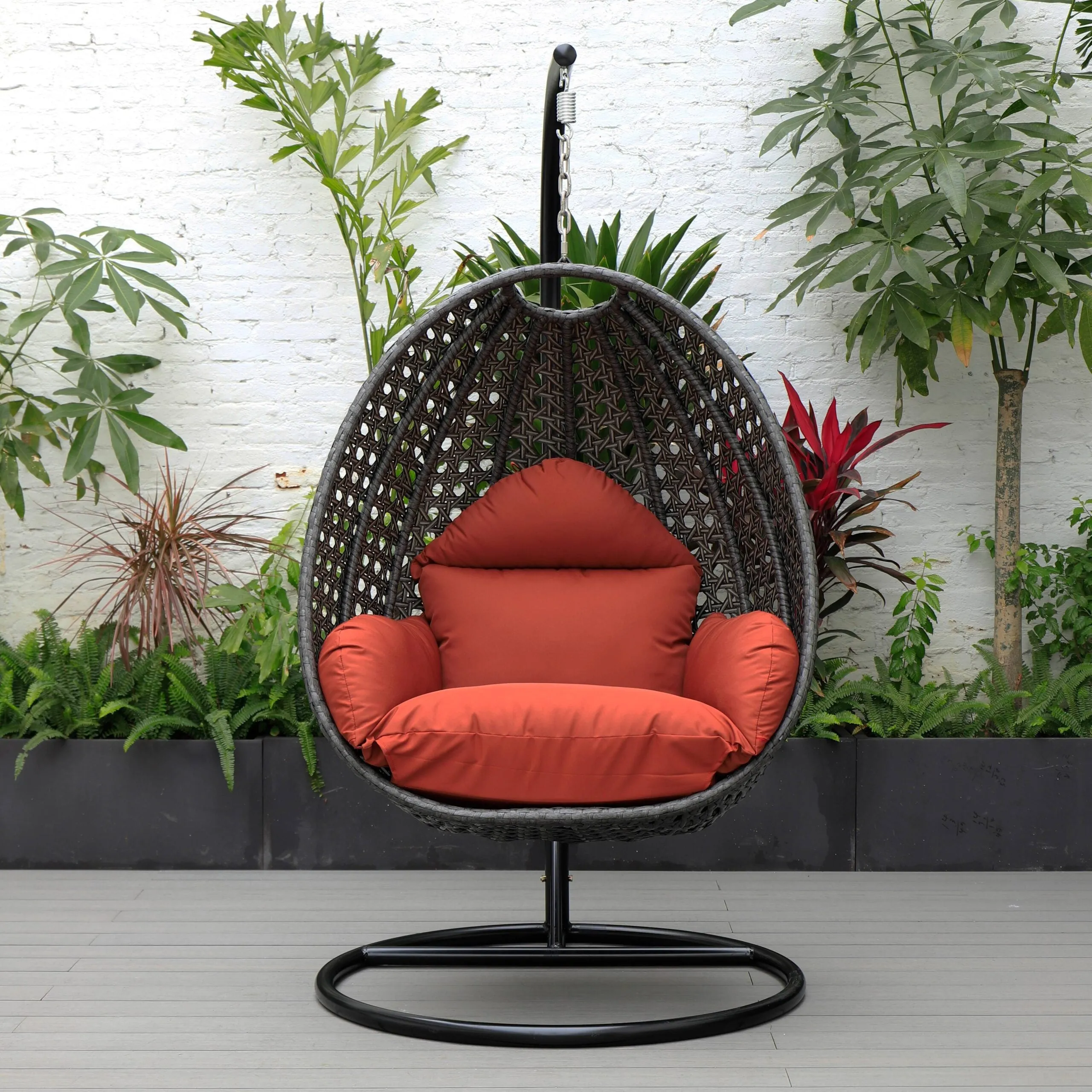 Doriano Single Seater Hanging Swing With Stand For Balcony , Garden (Drak Grey)