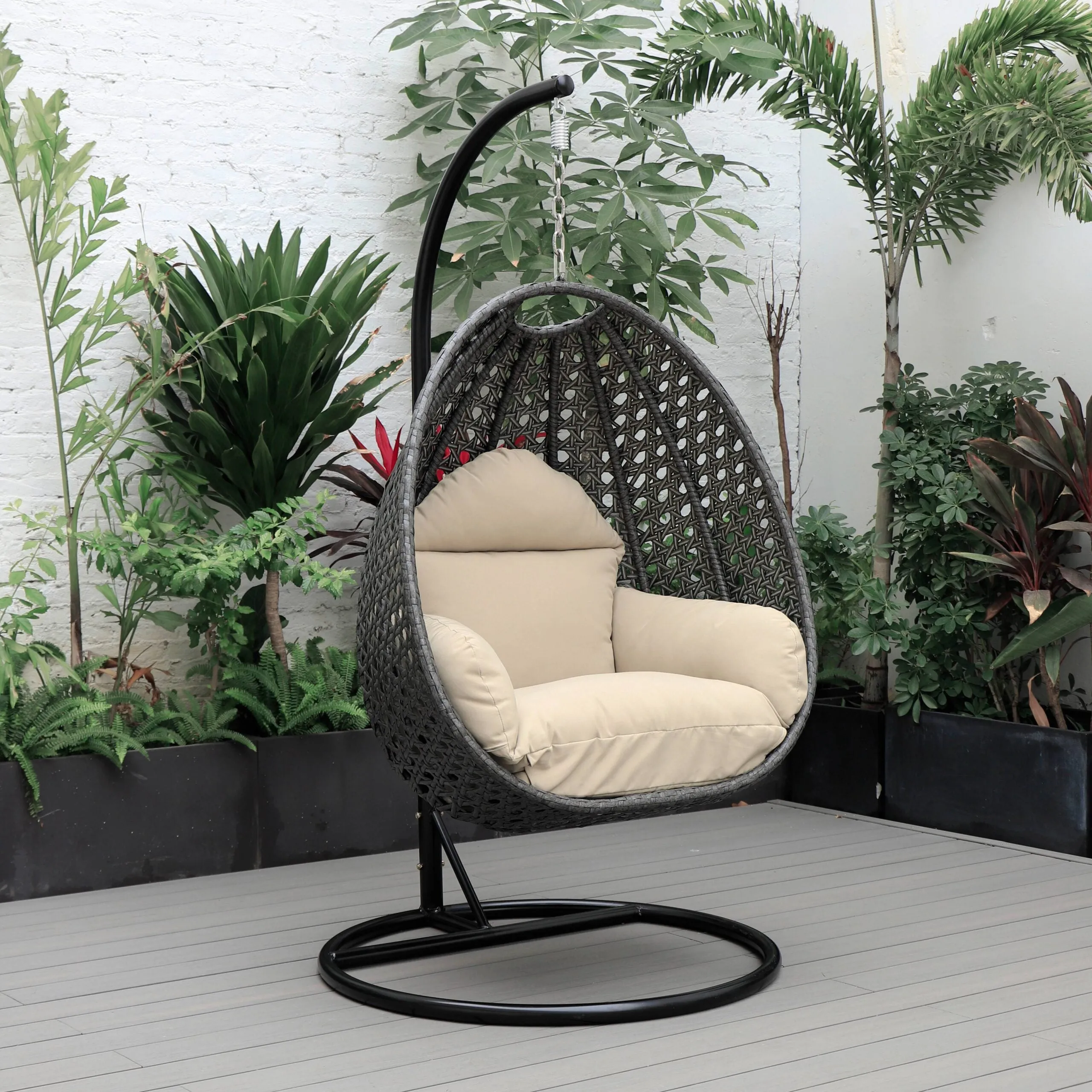 Doriano Single Seater Hanging Swing With Stand For Balcony , Garden (Drak Grey)