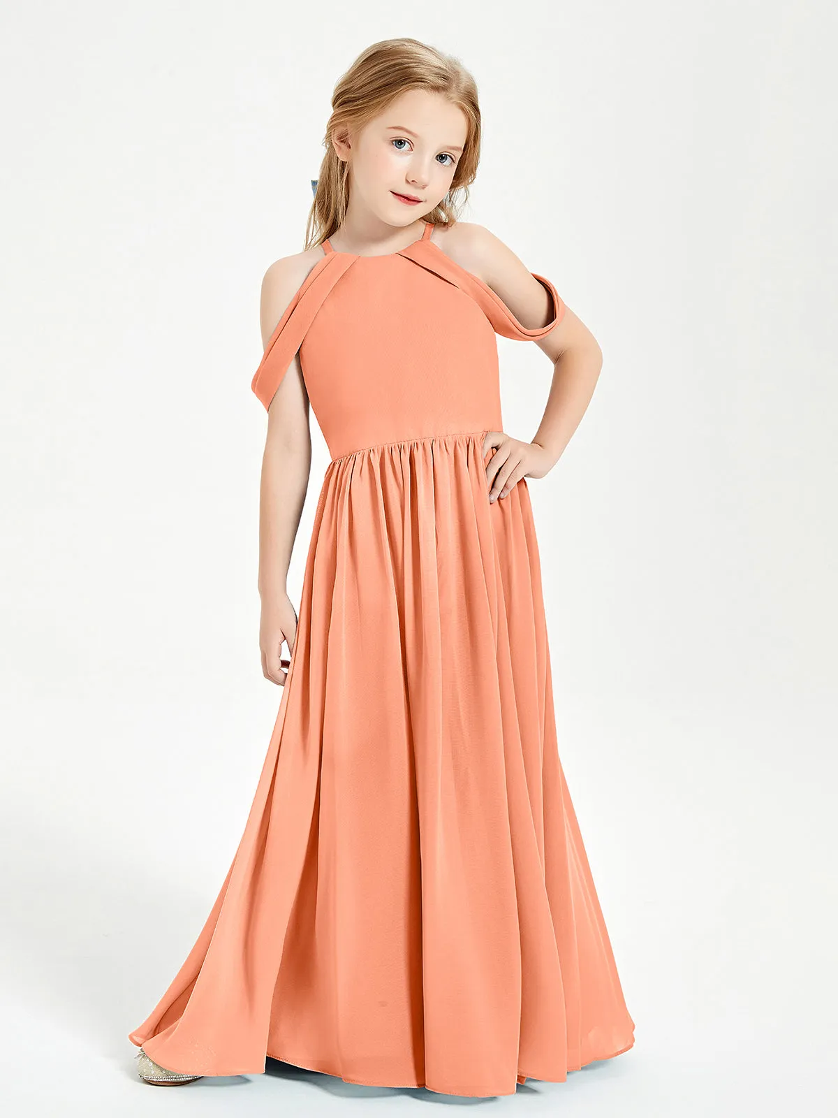 Dreamy Off the Shoulder Bridesmaid Gown for Junior Papaya