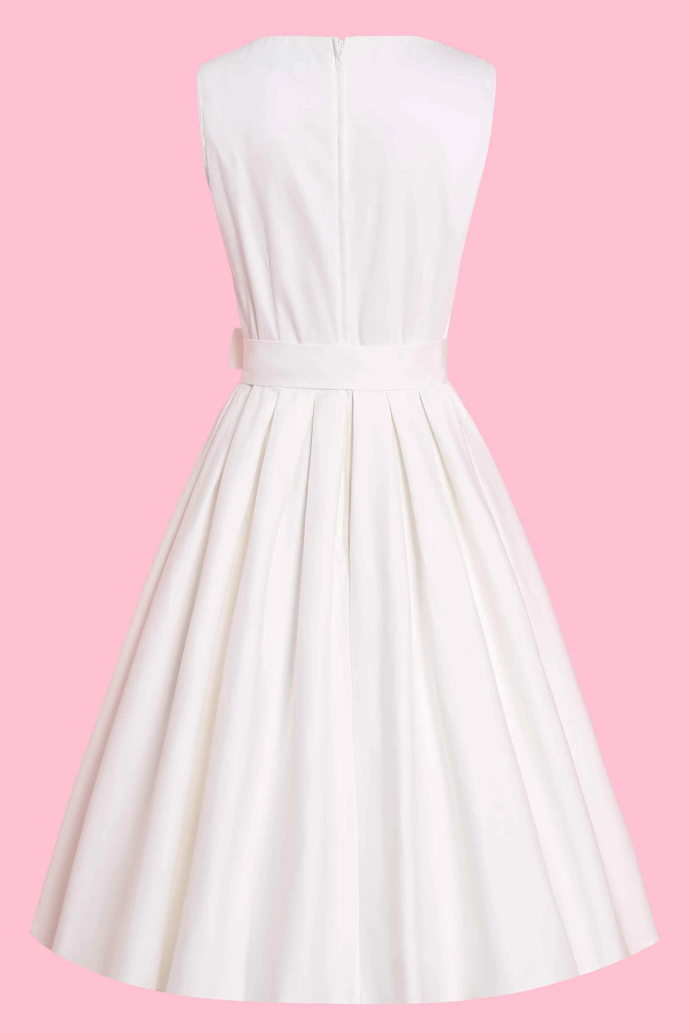 Elizabeth White Mesh Panel Bridal Swing Dress