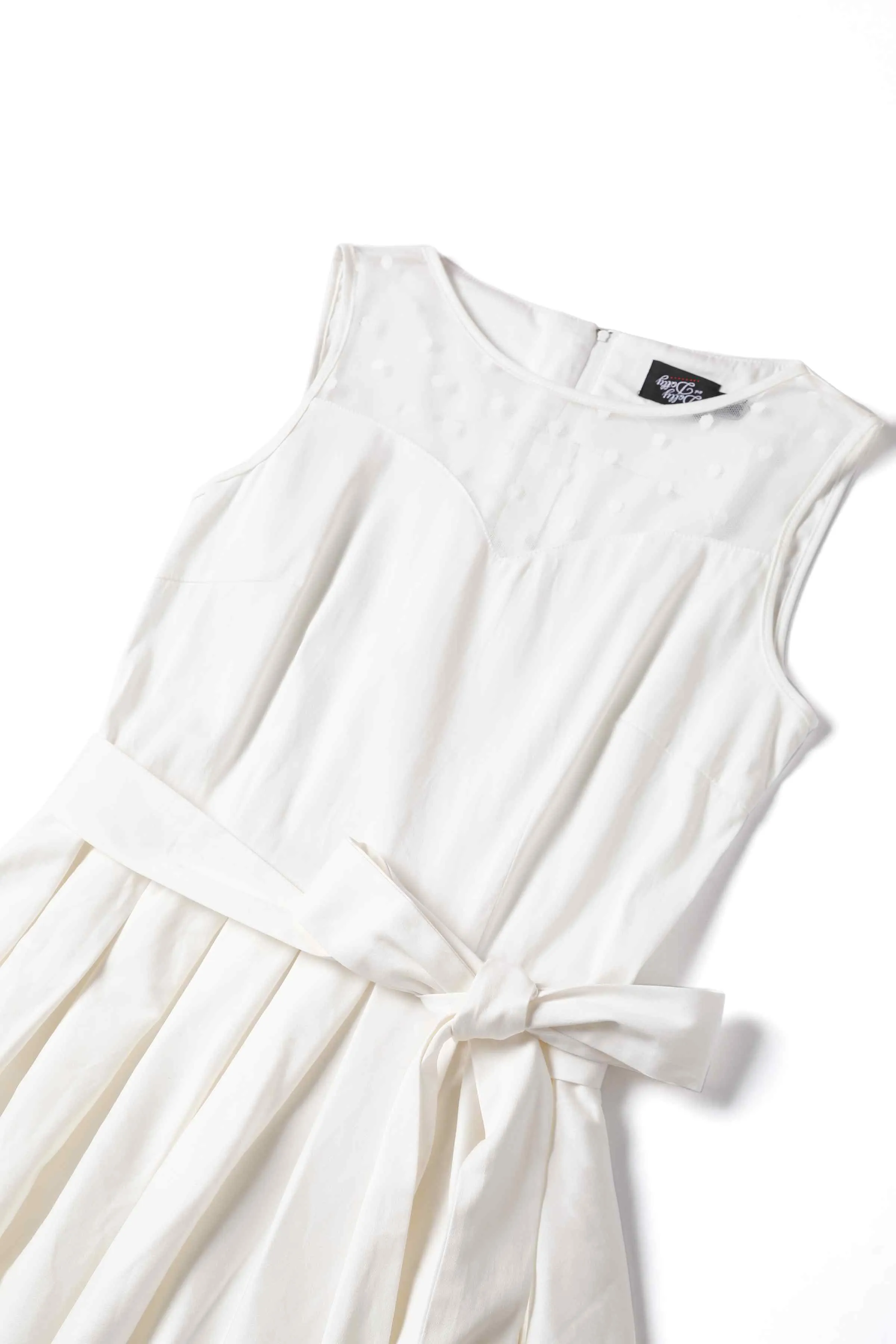 Elizabeth White Mesh Panel Bridal Swing Dress