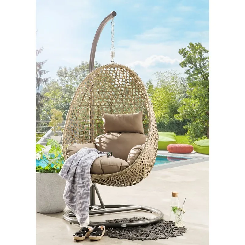 Eula Single Seater Hanging Swing With Stand For Balcony , Garden Swing (Gold)