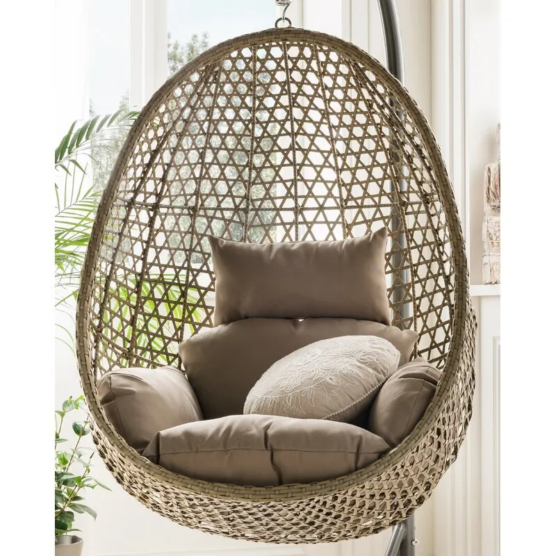 Eula Single Seater Hanging Swing With Stand For Balcony , Garden Swing (Gold)