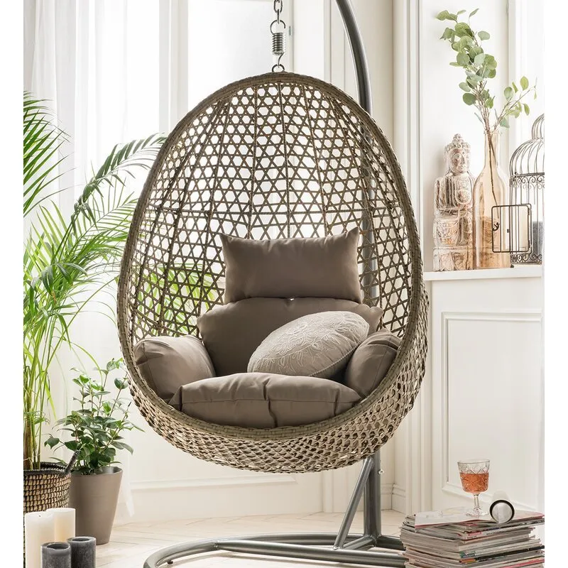 Eula Single Seater Hanging Swing With Stand For Balcony , Garden Swing (Gold)