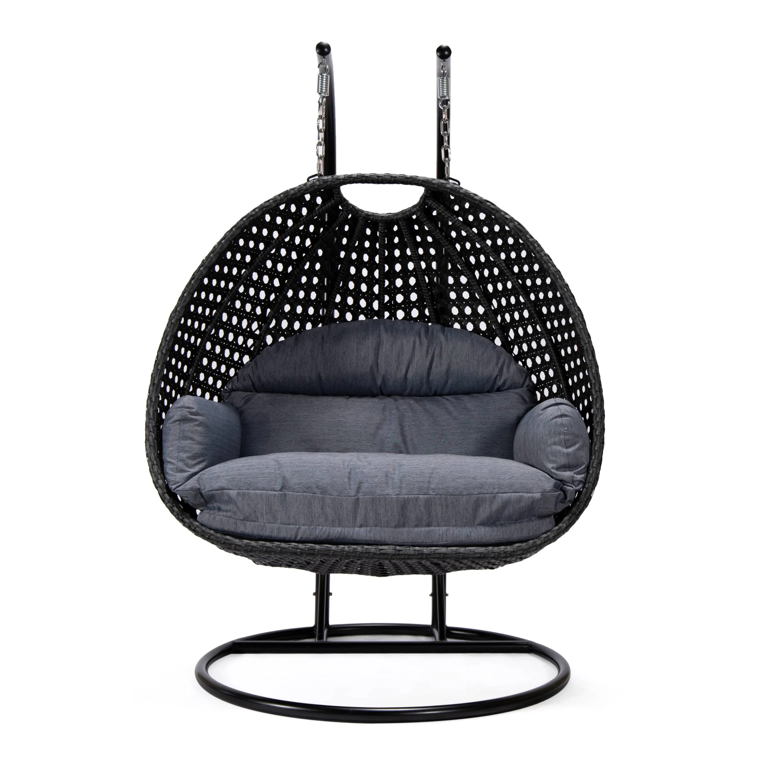 Fino Double Seater Hanging Swing With Stand For Balcony , Garden Swing (Dark Grey)