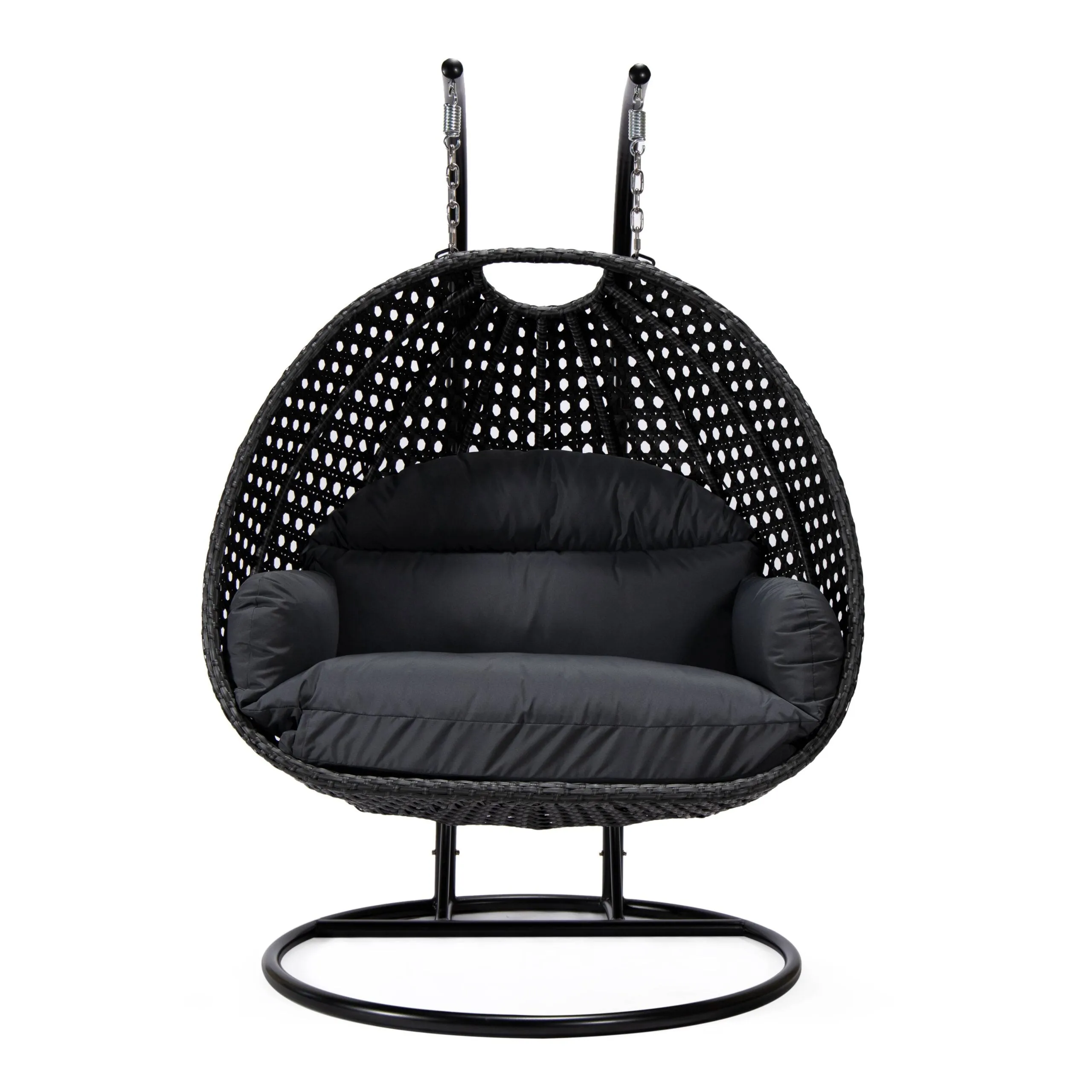 Fino Double Seater Hanging Swing With Stand For Balcony , Garden Swing (Dark Grey)