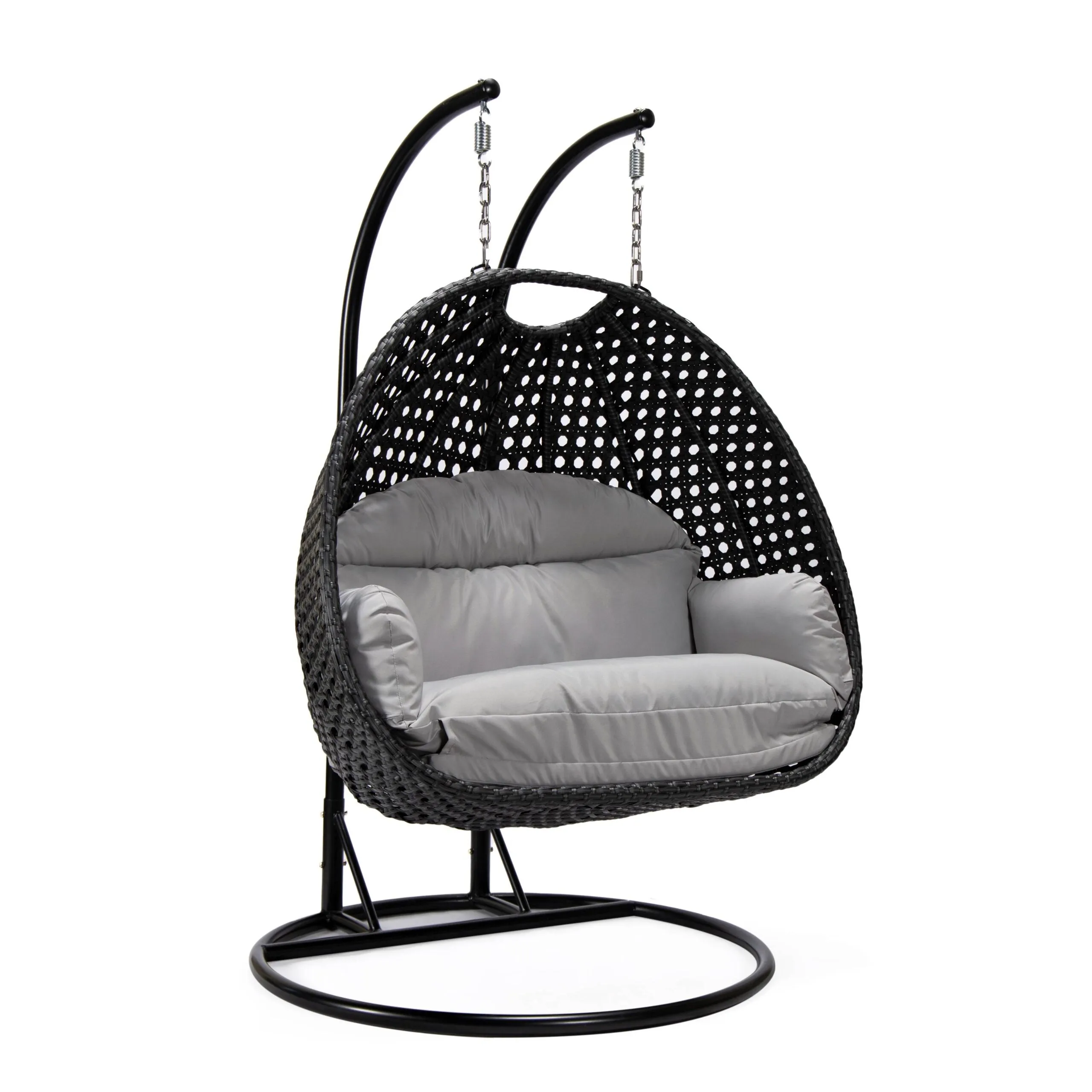 Fino Double Seater Hanging Swing With Stand For Balcony , Garden Swing (Dark Grey)