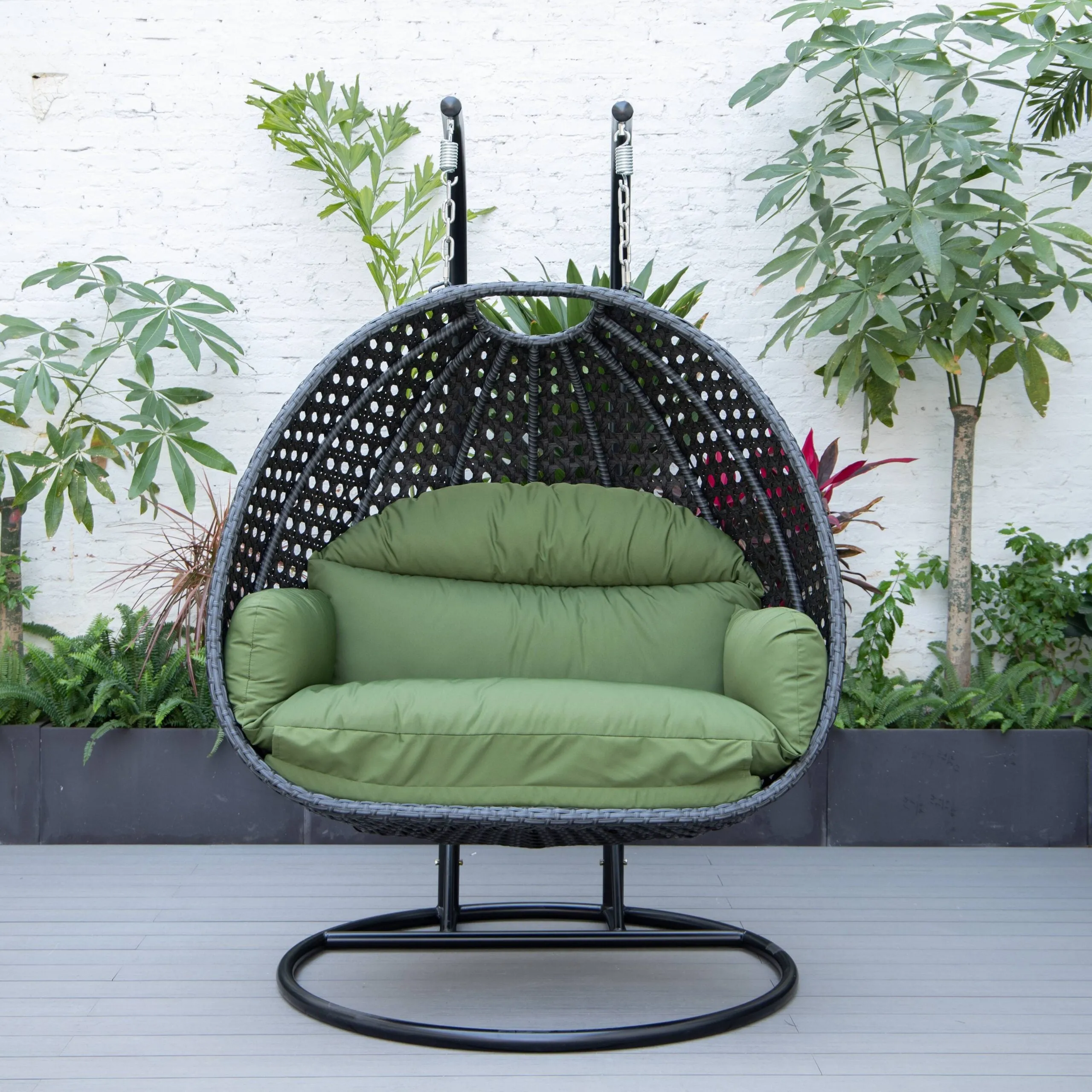 Fino Double Seater Hanging Swing With Stand For Balcony , Garden Swing (Dark Grey)