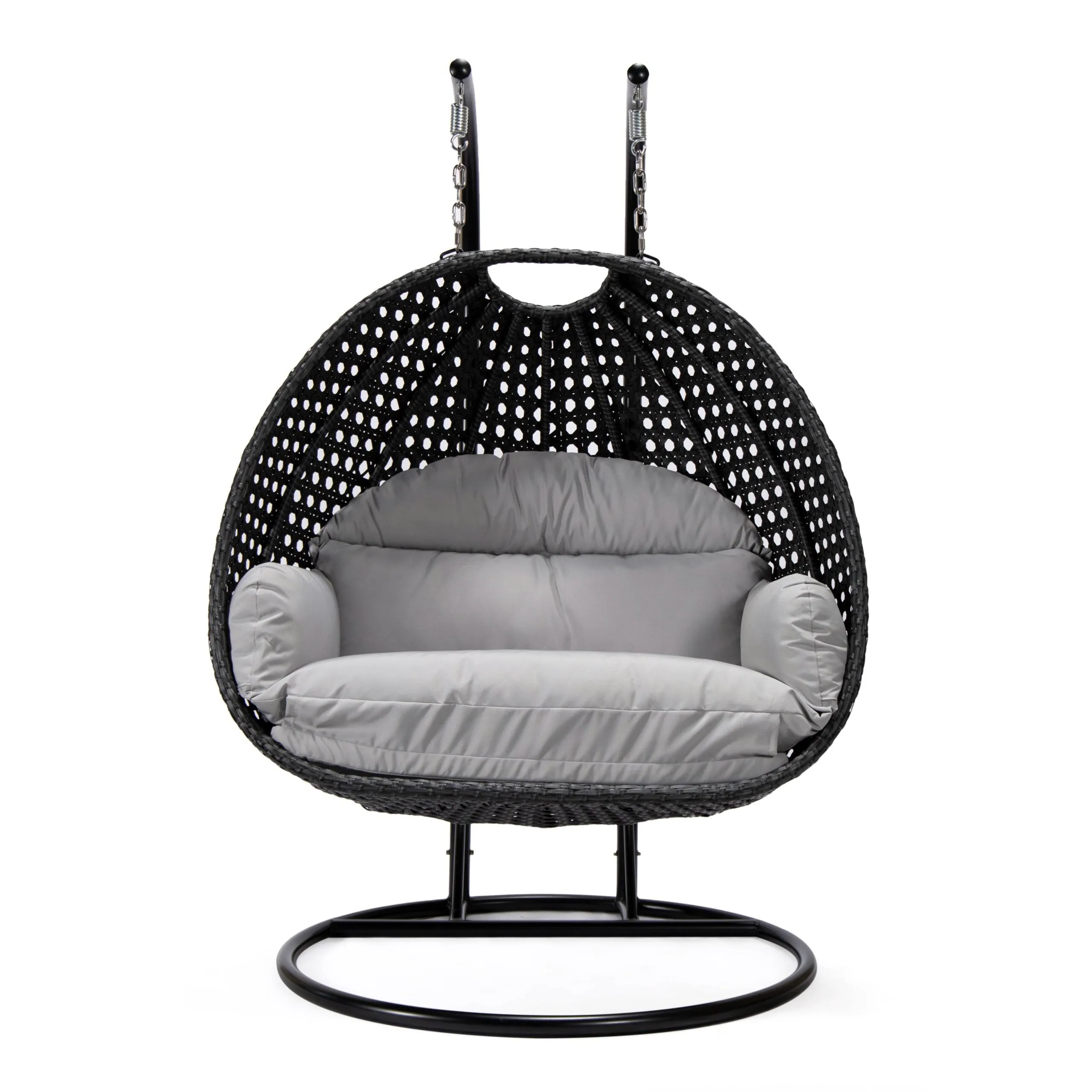Fino Double Seater Hanging Swing With Stand For Balcony , Garden Swing (Dark Grey)