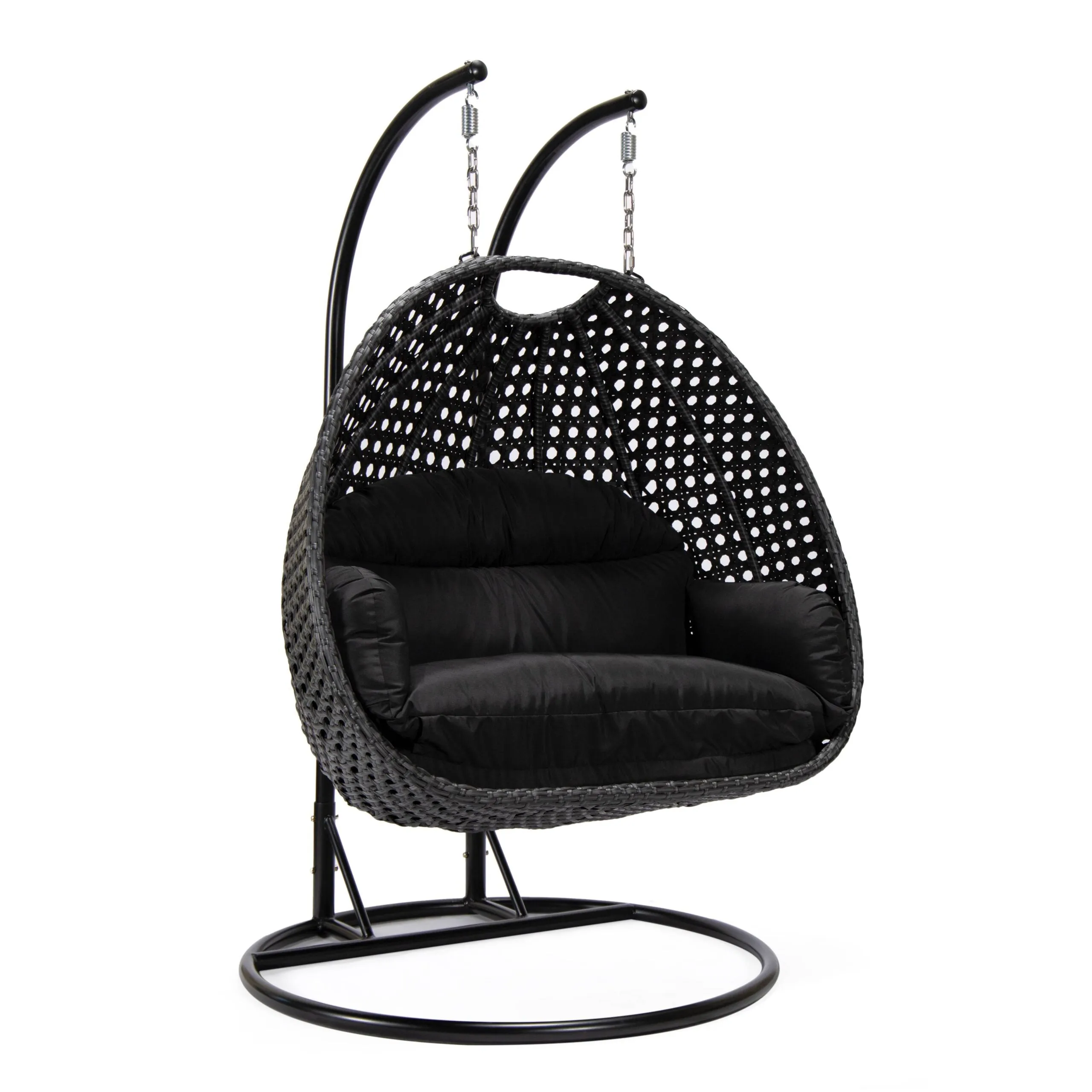 Fino Double Seater Hanging Swing With Stand For Balcony , Garden Swing (Dark Grey)