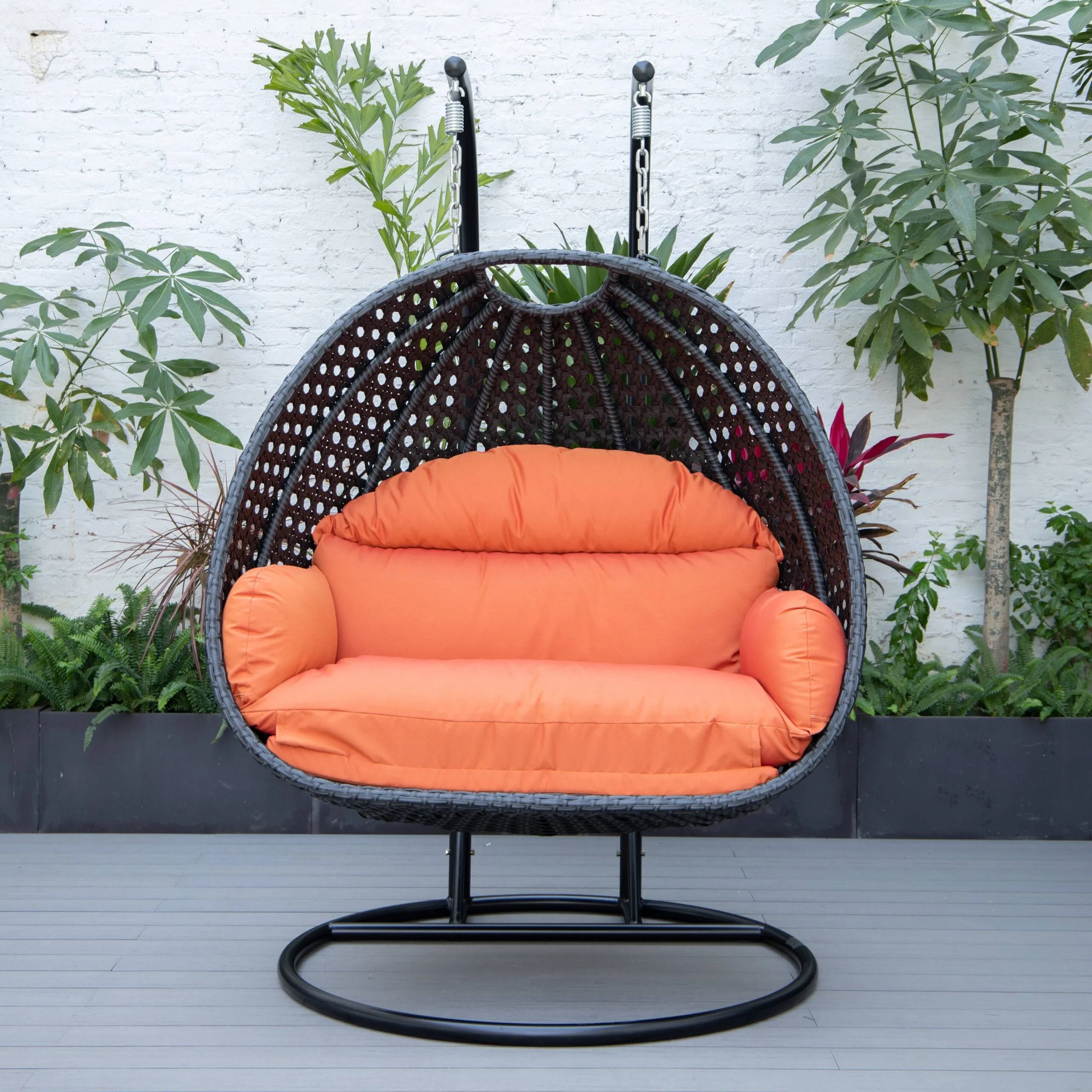 Fino Double Seater Hanging Swing With Stand For Balcony , Garden Swing (Dark Grey)