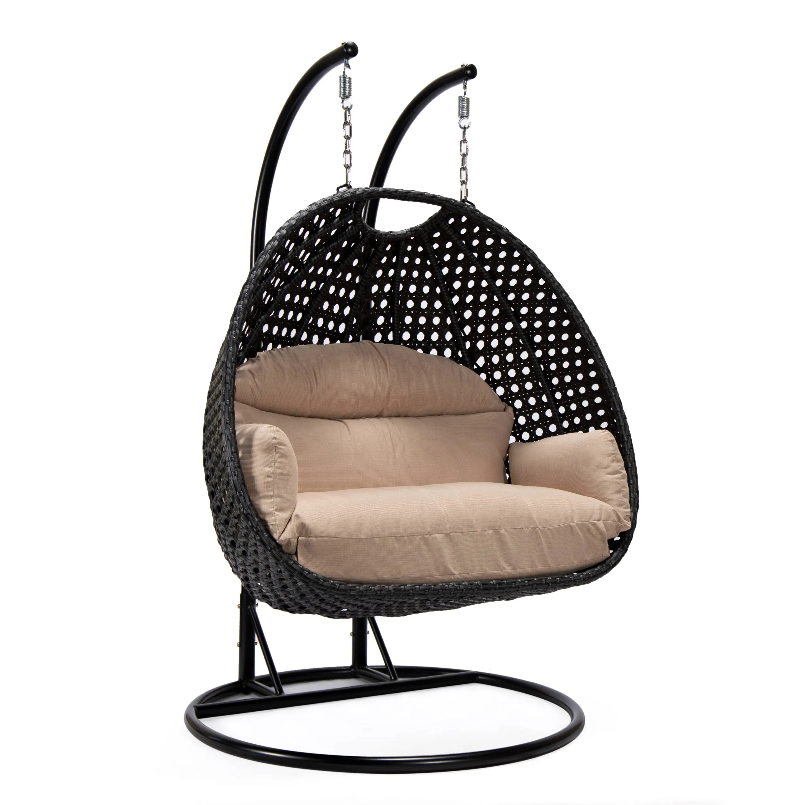 Fino Double Seater Hanging Swing With Stand For Balcony , Garden Swing (Dark Grey)