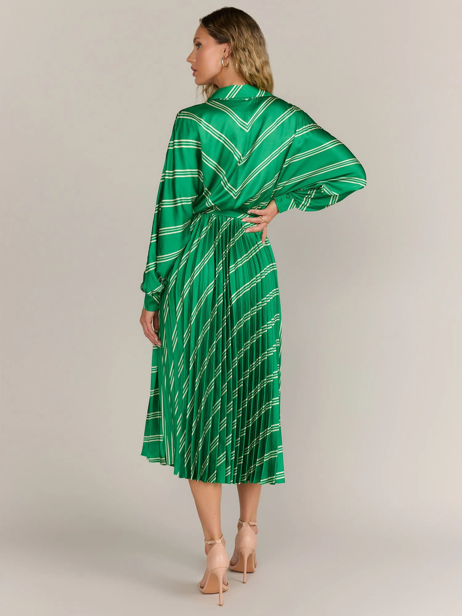 Flying Tomato Long Sleeve Striped Pleated Dress - Brands We Love