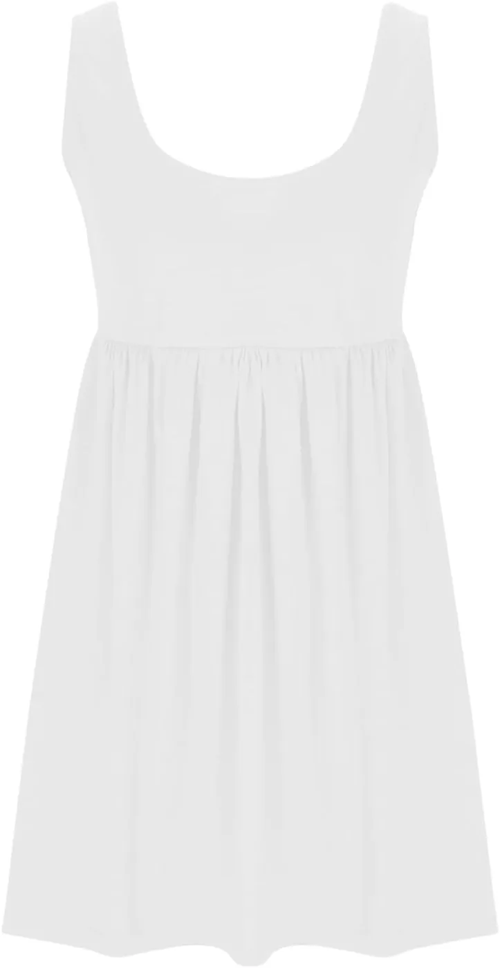 HGps8w Womens Cute Flowy Mini Babydoll Dress Sleeveless Casual Summer Swing Short Beach Sundress