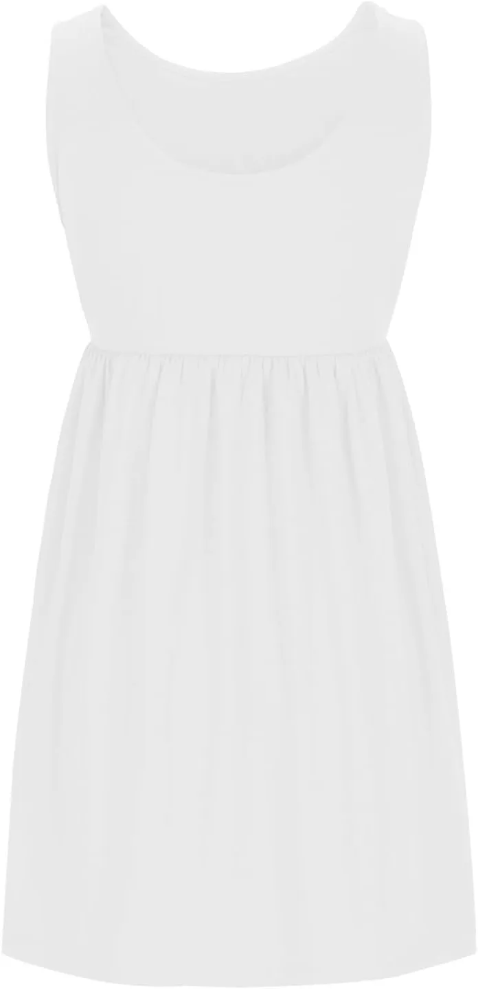 HGps8w Womens Cute Flowy Mini Babydoll Dress Sleeveless Casual Summer Swing Short Beach Sundress