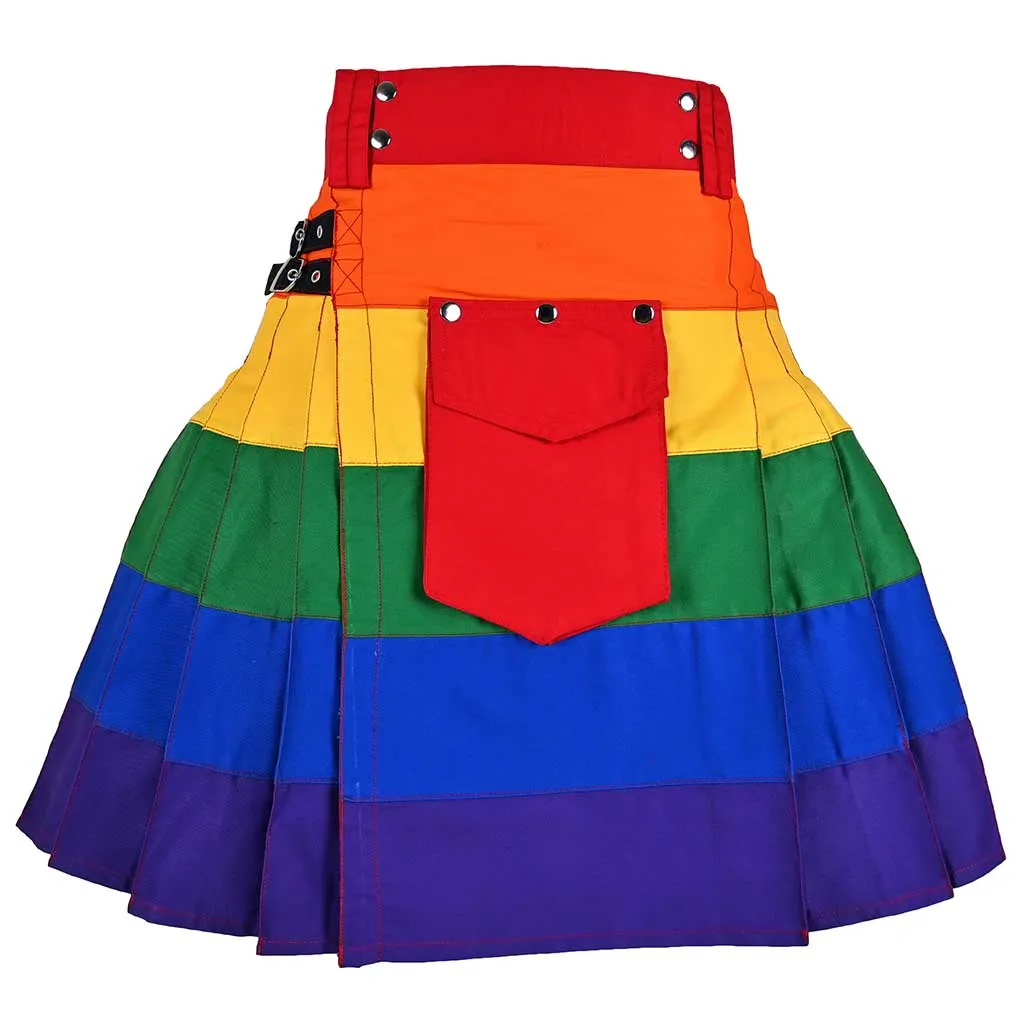 Hybrid Cargo Kilt Rainbow Round Pleated